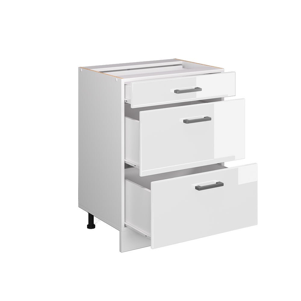 Vicco Meuble cuisine R-Line, Blanc Haute brillance, 60cm avec tiroirs, sans PT - 4