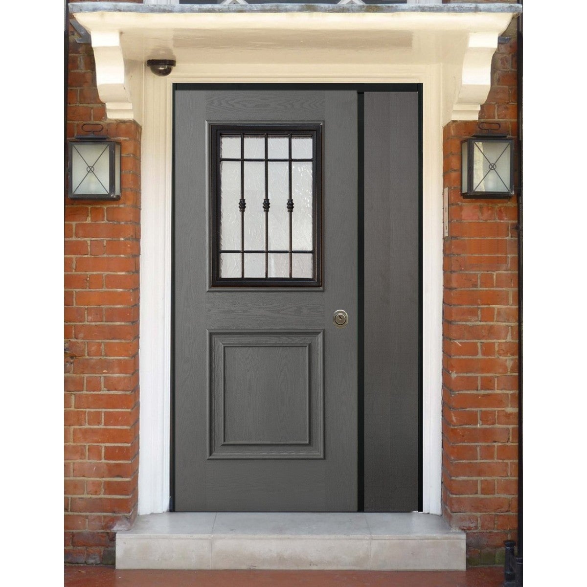 Porta Blindata con Vetro e Grata a Doppia Anta Pannello per Esterno Pantografato - 3