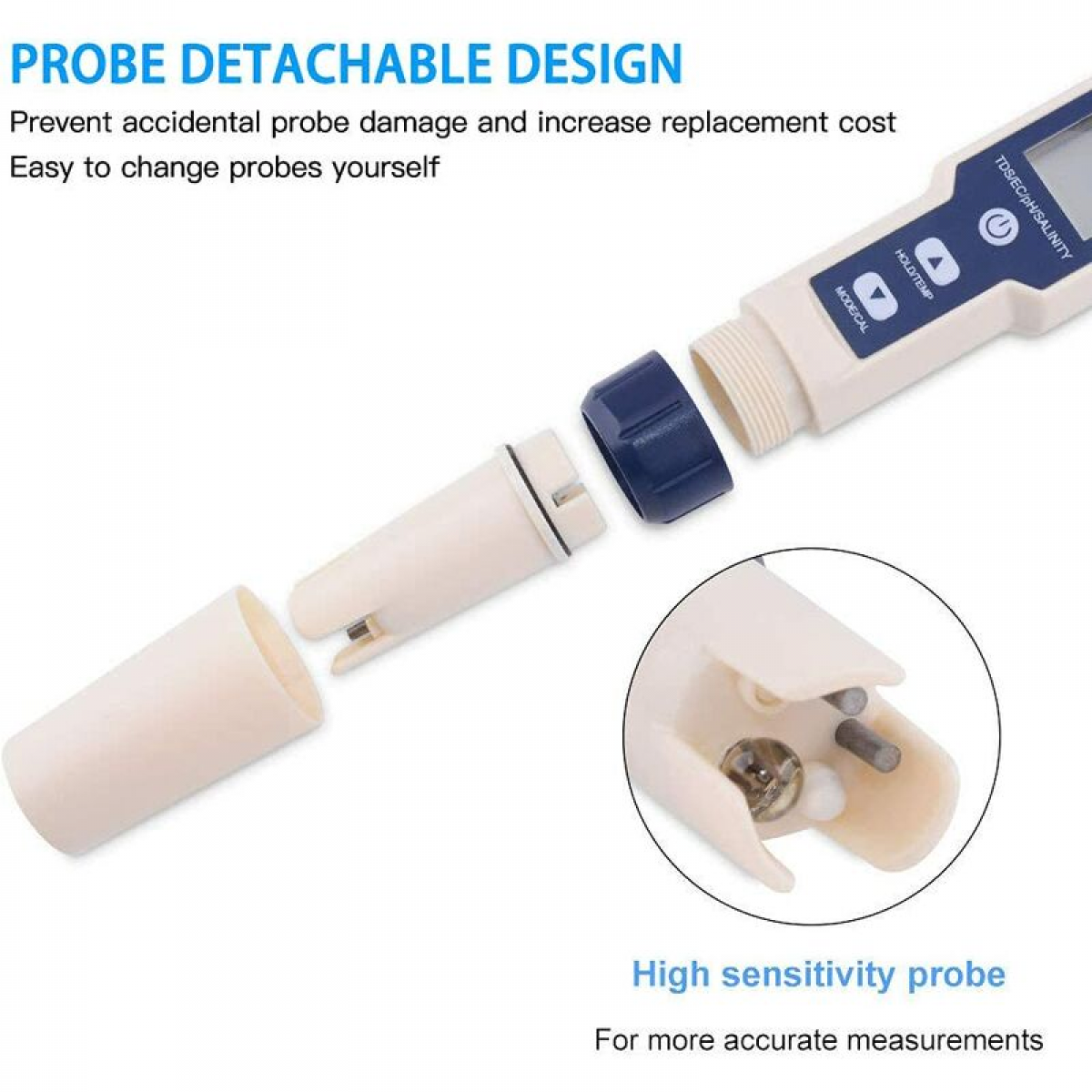 PH-Mètre, Testeur PH Mètre 5 En 1 PH/TDS/EC/ORP/Tempmètre, Testeur De Moniteur De Qualité De L'eau Pour Piscines, Culture Hydroponique, Eau Potable, A - 5
