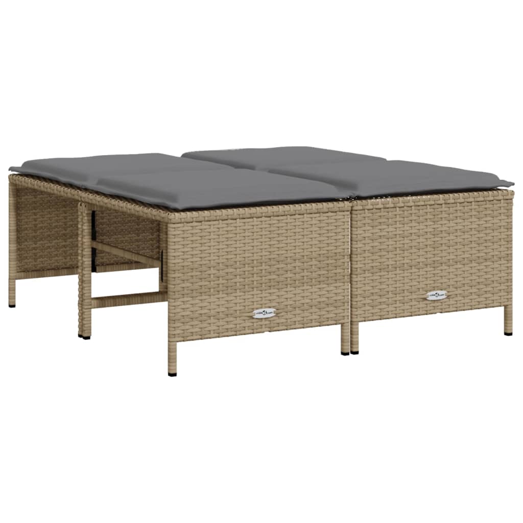 Maison Exclusive - Bancos de jardim com almofadões 4 pcs vime PE bege - 2