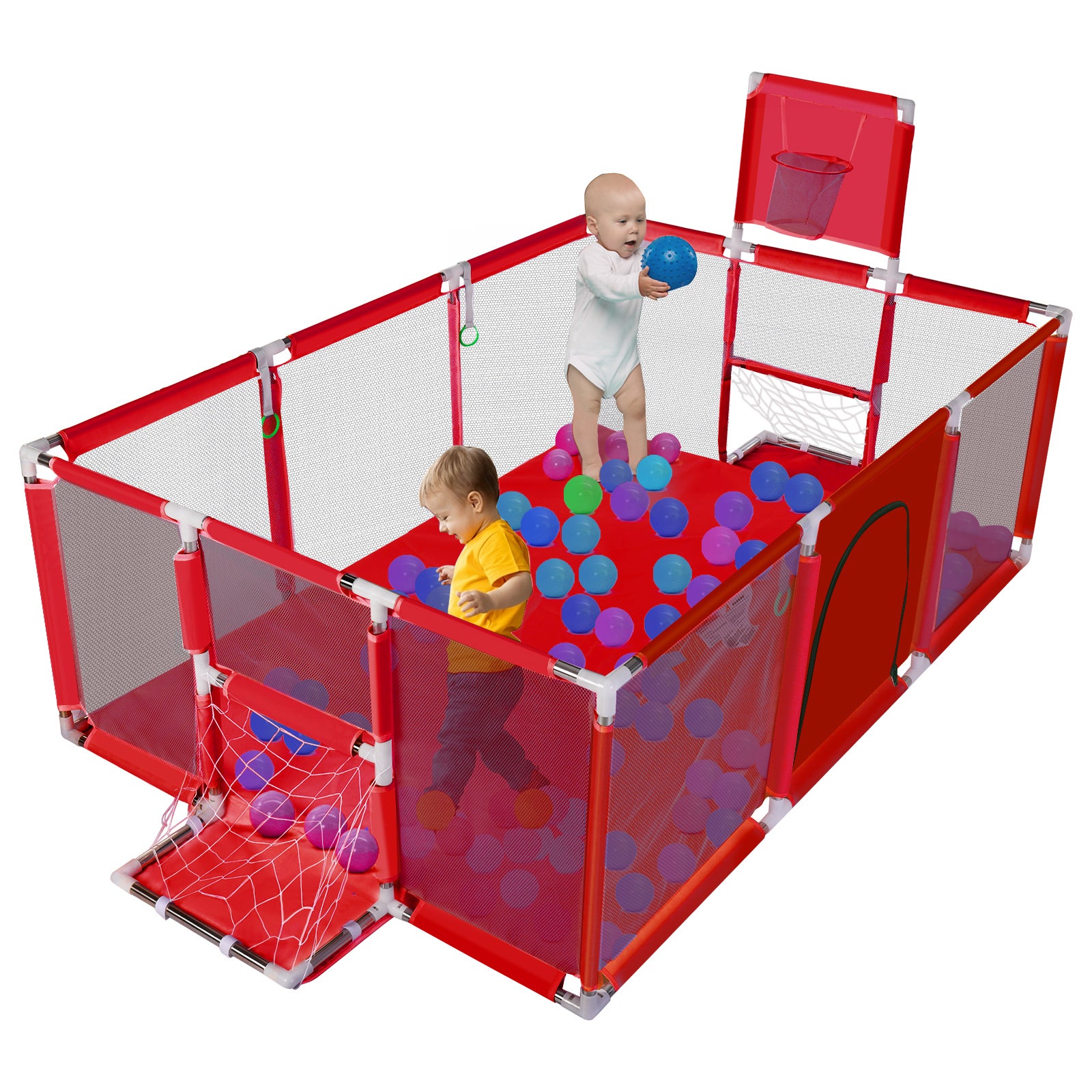 Box Per Bambini Pieghevole, Box Bambini Con Canestro Da Basket, Recinto