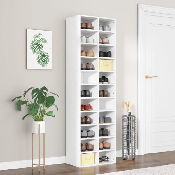 VidaXL Szafka na buty Biała 54x34x183 cm Drewno konstrukcyjne