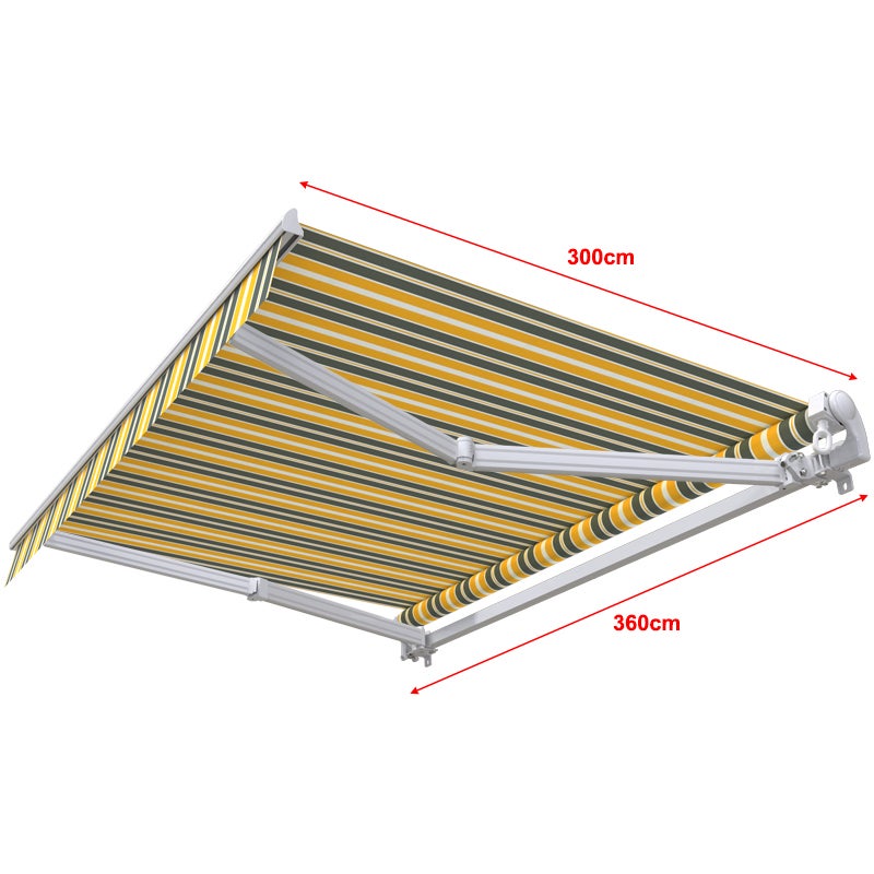 Store banne manuel 3,6 x 3 m Monobloc pour terrasse - Gris jaune - 3