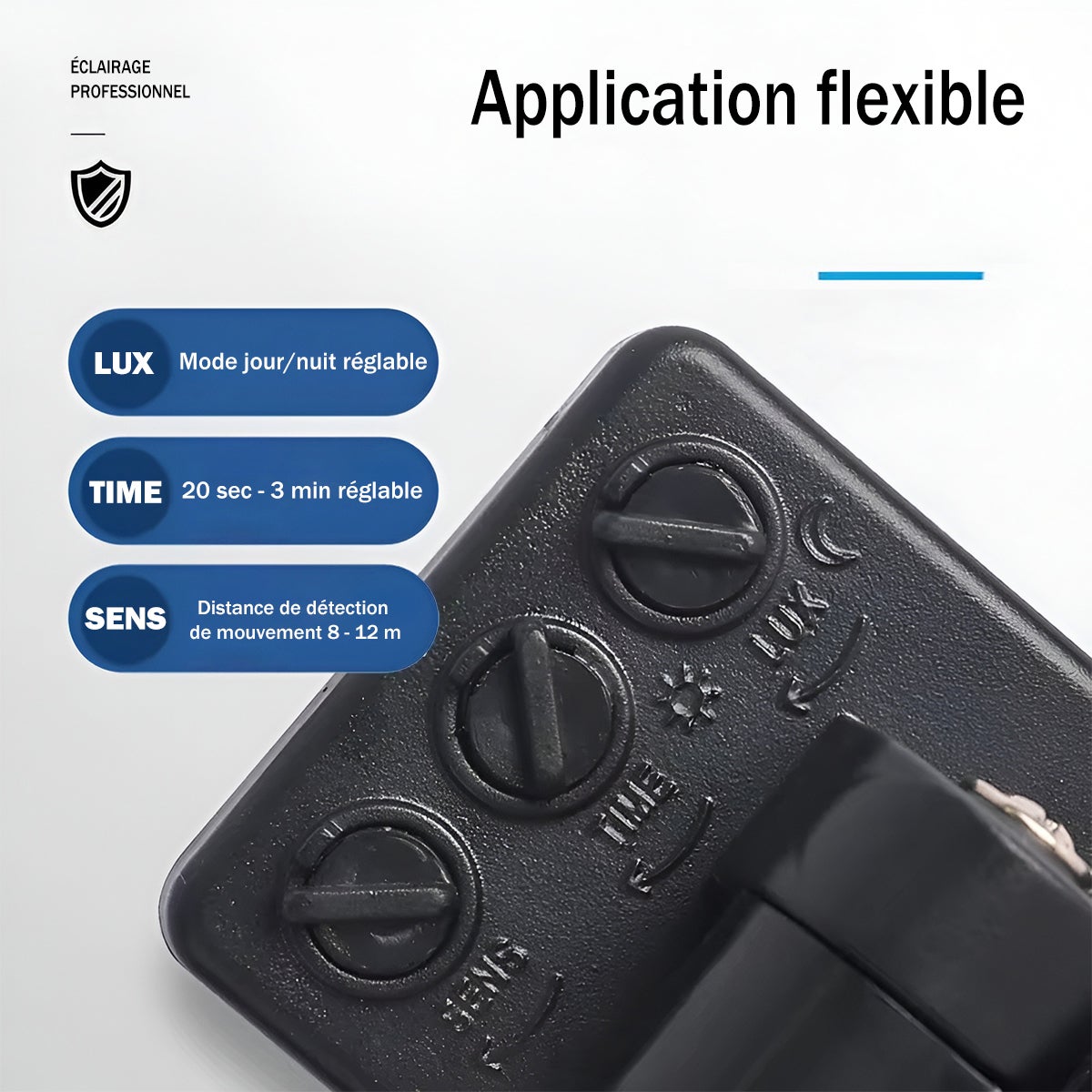 Projecteur LED avec détecteur de mouvement 100W Noir Étanche IP65 Forte luminosité avec Osram Puce 11000 Lumens Blanc froid 6400K - Digilamp - 4