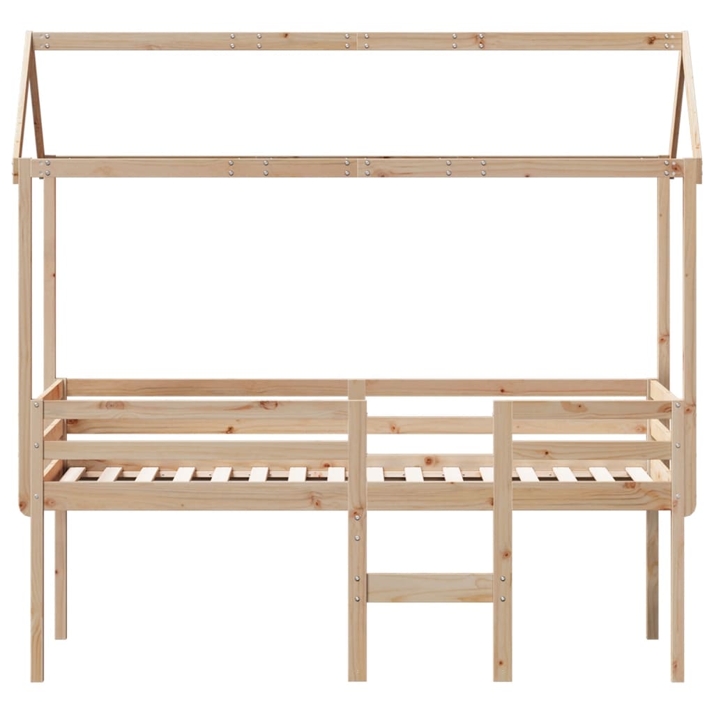Lit haut avec toit 75x190 cm bois de pin massif - 4