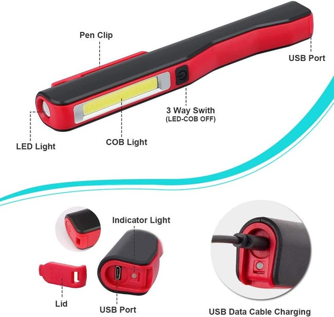 Ergopower Twinblade Gbivbe Lape De Travail Rechargeable Baladeuse LED Ecanicien, COB Torche Lape Ecanicien Lampe Garage Ergopower Twinblade Gbivbe Lape De Travail Rechargeable Baladeuse LED Ecanicien, COB Torche Lape Ecanicien Lampe Garage