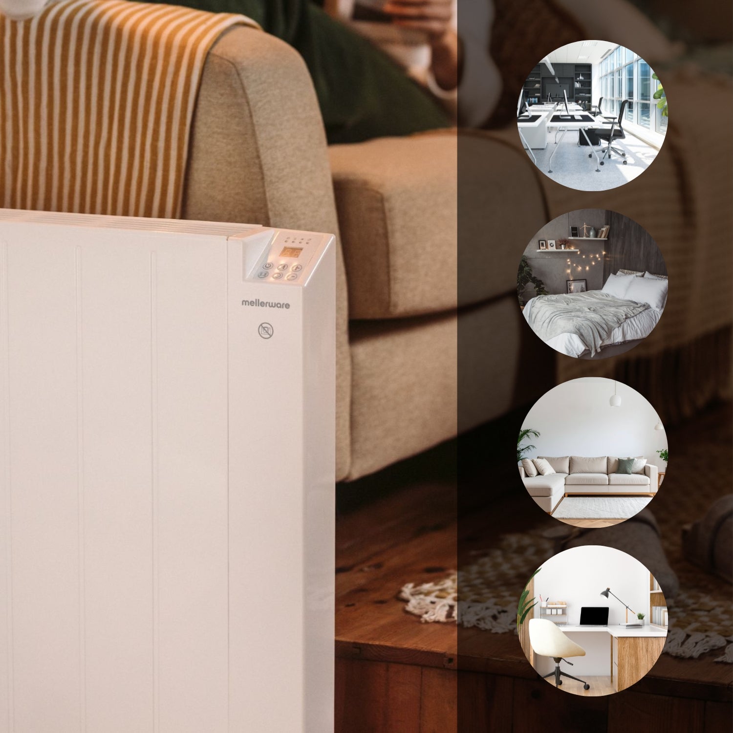 Radiador Eléctrico WIFI Mellerware Comfy! - 600W |Programable 3 Modos | Temp. Ajustable APP | Temporizador | 10m2 - 4