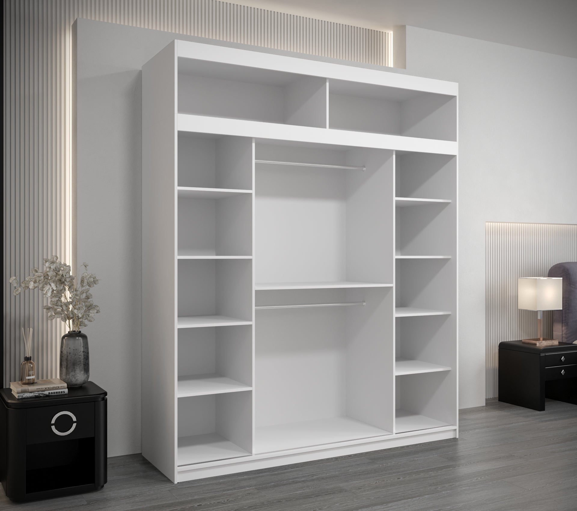 Szafa przesuwna z nadstawką garderoba Verona 2 200 x 62 x 240 cm Biały - Abiks Meble - 3