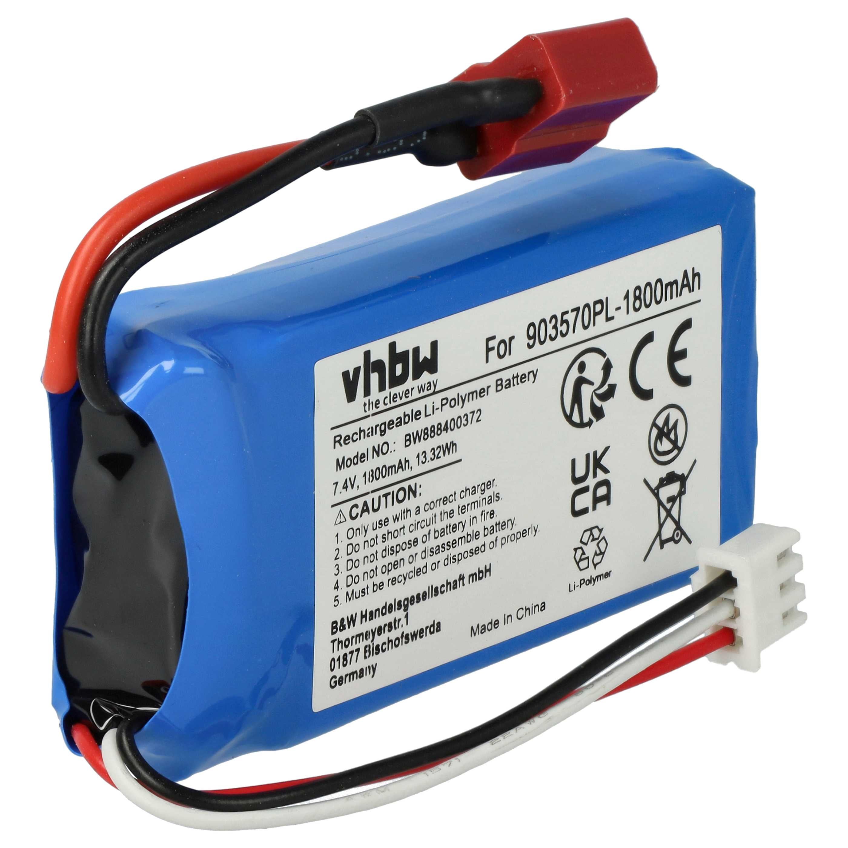 Vhbw Batterie Compatible Avec SM-2P Connecteur Pour Modéle RC Par Ex Voiture De Course Avion 700mah 7 4v Li Polymere 53 X 30 X 15 Mm 85675567