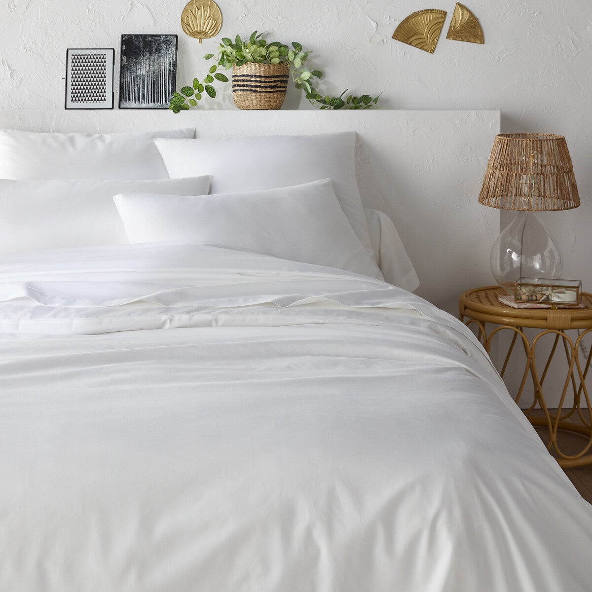 Housse de couette 240x260cm uni pur percale PRIMO Blanc
