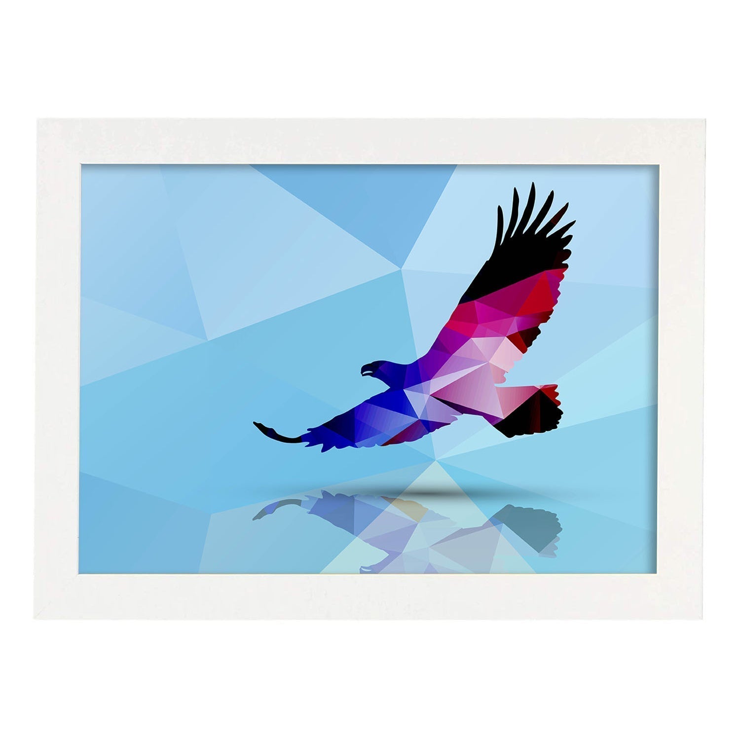 Affiche Animale Géométrique Avec Fonds De Couleur. Lamina Aguila, Illustrée De Formes Géométriques, Et Avec Un Fond Coloré. Cadre Noir A4 - 2