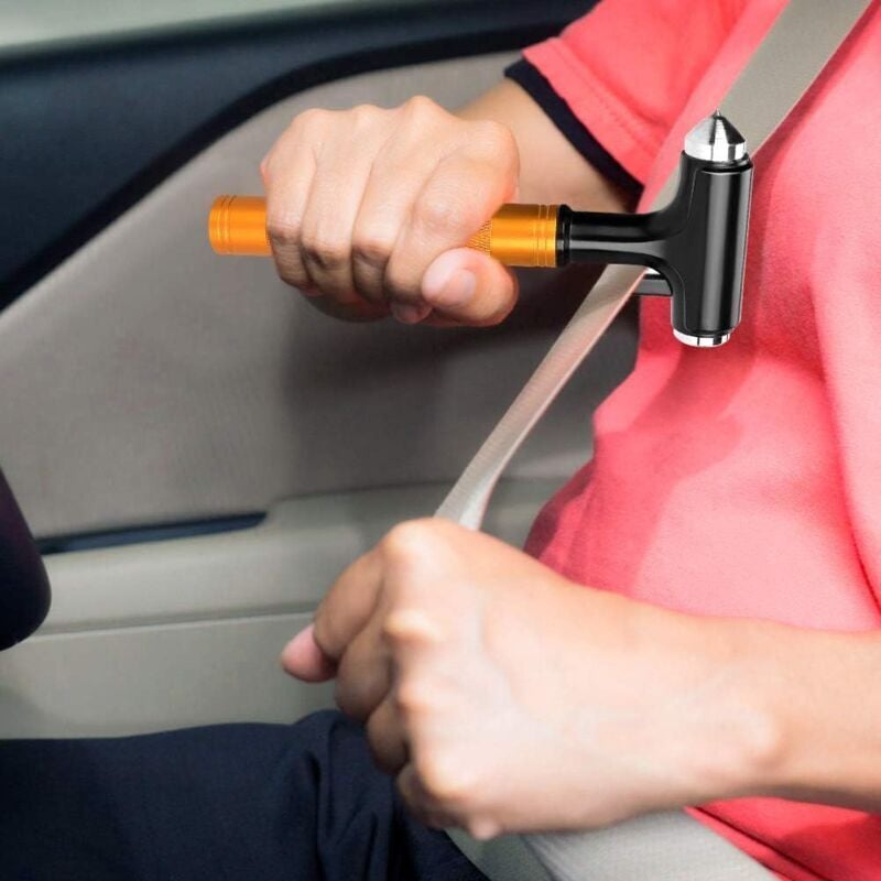 Marteaux d'urgence, marteau pour vitres de voiture, coupe-ceinture de sécurité portable en métal, brise les vitres et les fenêtres - 4