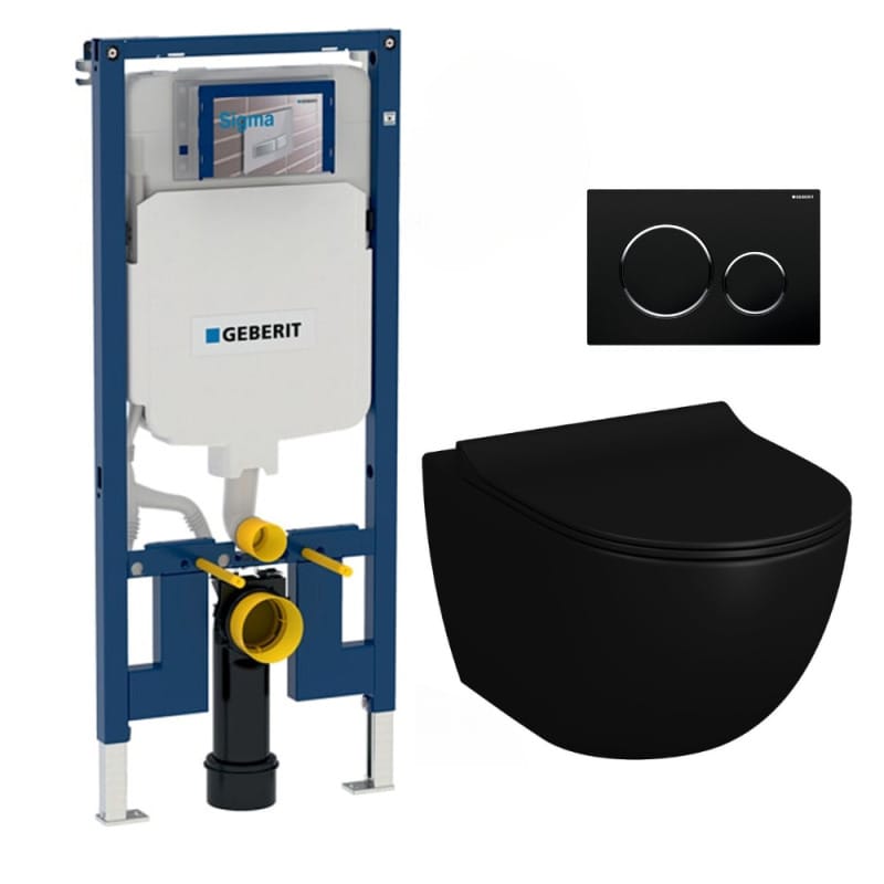 Pack WC Bati-support Geberit extra-plat UP720 + WC Vitra Sento sans ...