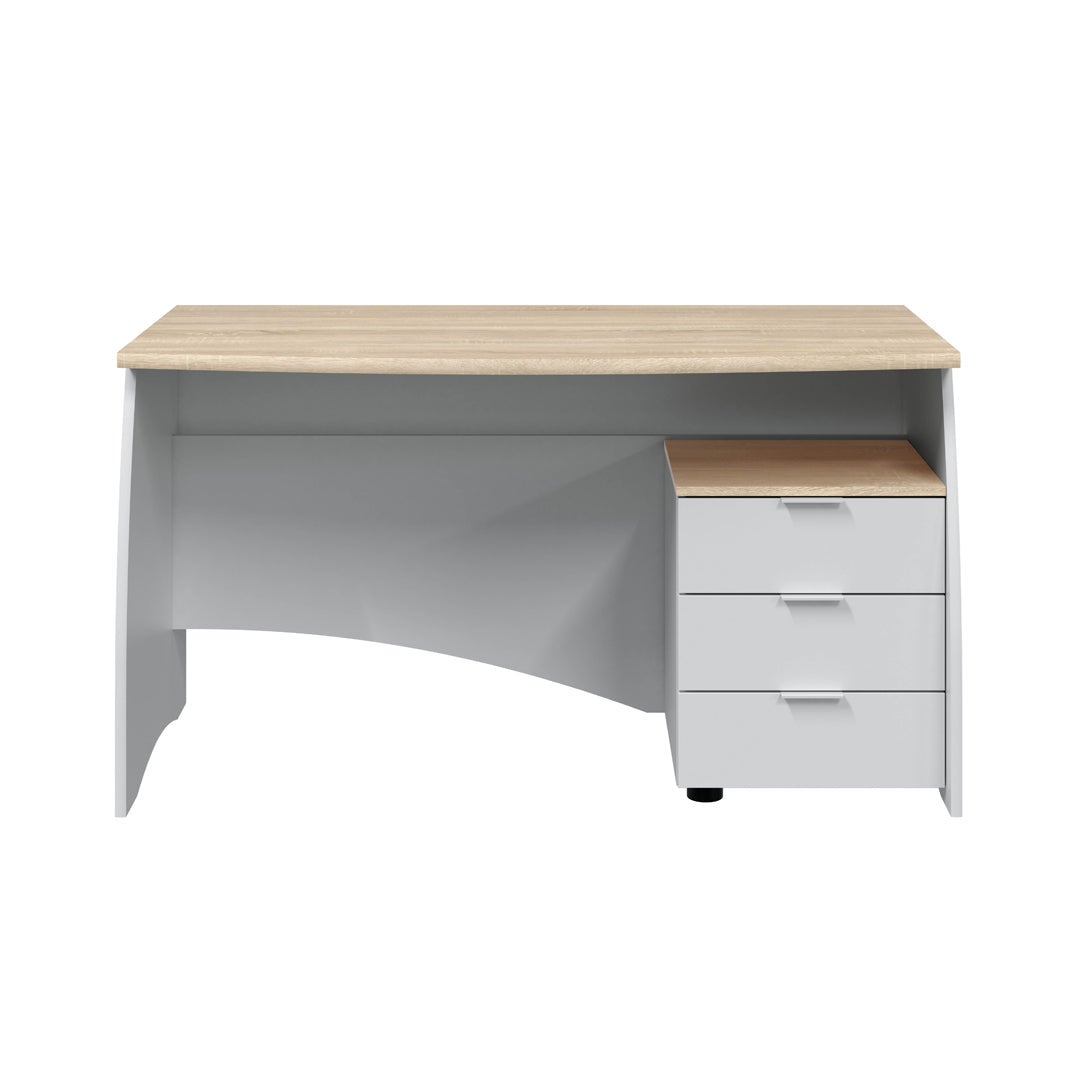 Secretária Stil Buc 3 gavetas Blanco Artik (Blanco Mate) - Roble Canadian 136 x 74 x 67 cm - 9