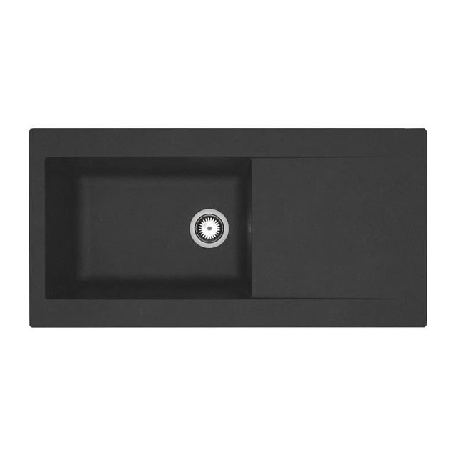 STRADOUR Evier a encastrer resine Lierra 1000x500mm 1 grande cuve - Noir - Fabrication francaise