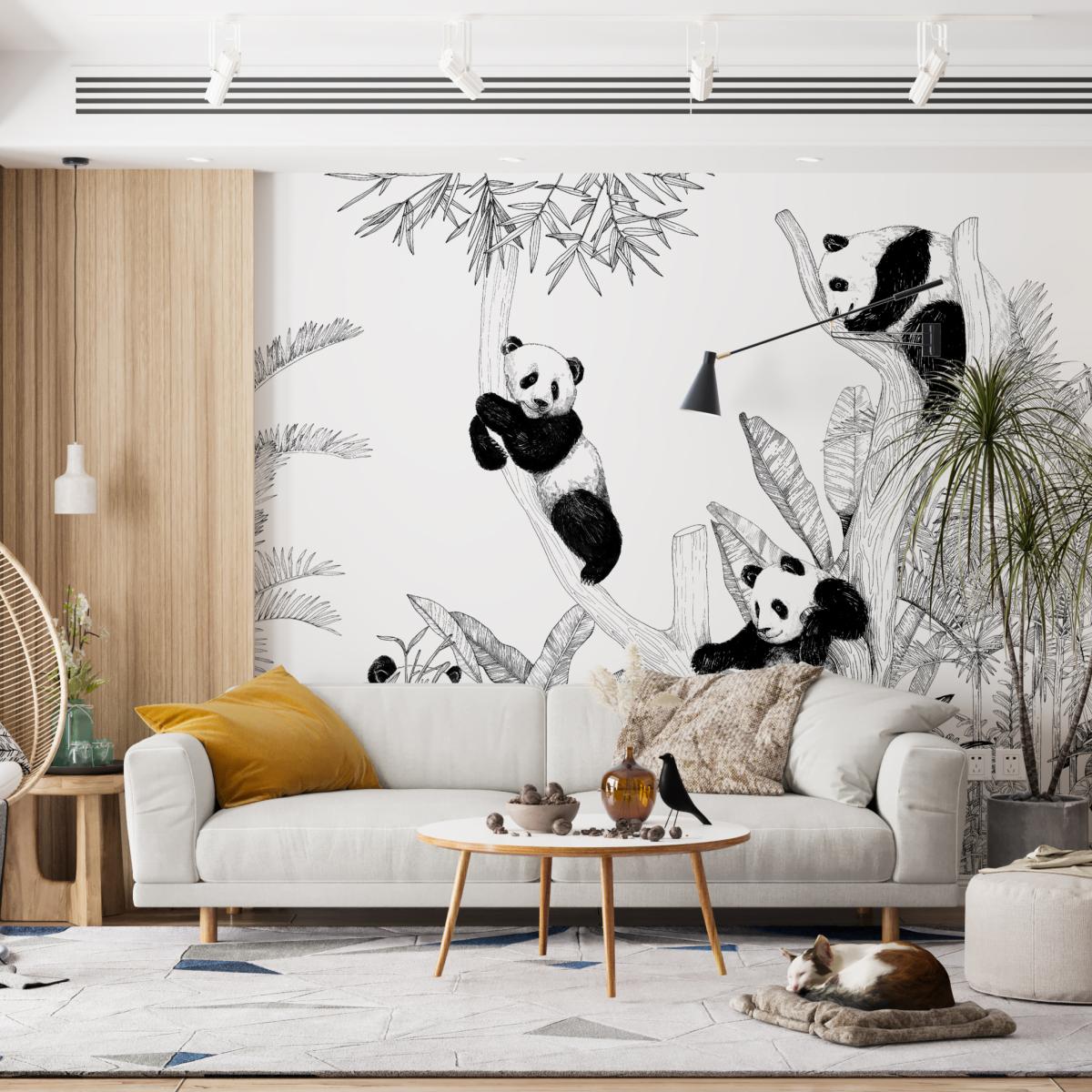 Papier peint panoramique avec des pandas pour la chambre d'enfant - 340x260 cm (l x h) - 2