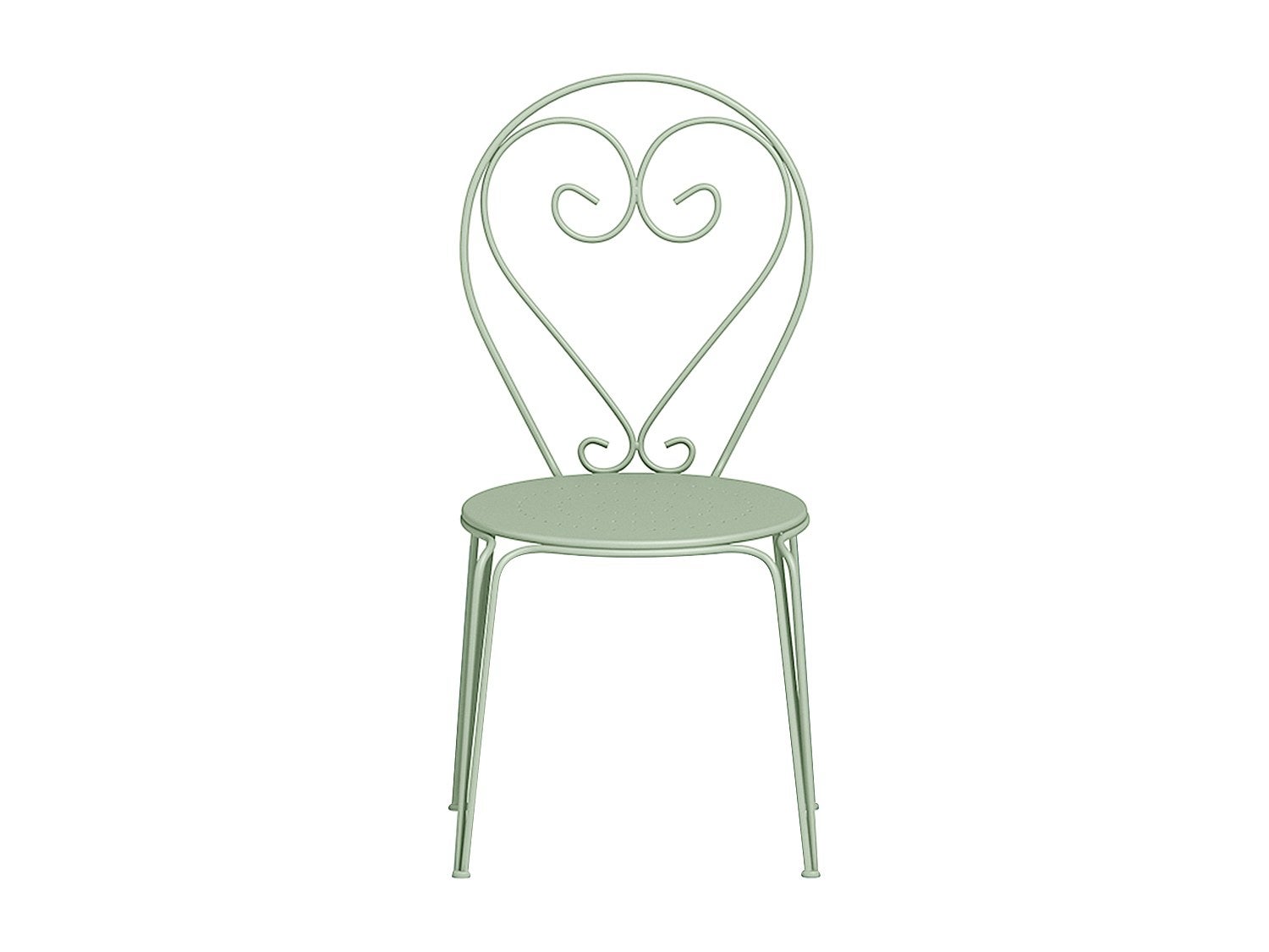 Zestaw 4 krzeseł ogrodowych GUERMANTES z metalu w stylu kutego żelaza– kolor zielony migdałowy