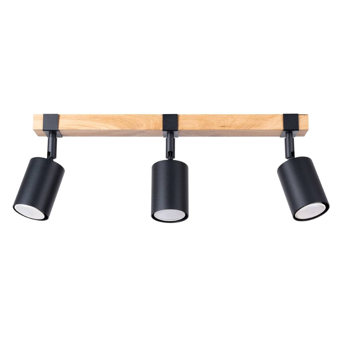 Reflektor sufitowy spot natynkowy Fager listwa czarny-naturalne drewno 3xGU10x10W wym: 17,2 x 6 x 54 cm metal Sollux Lighting
