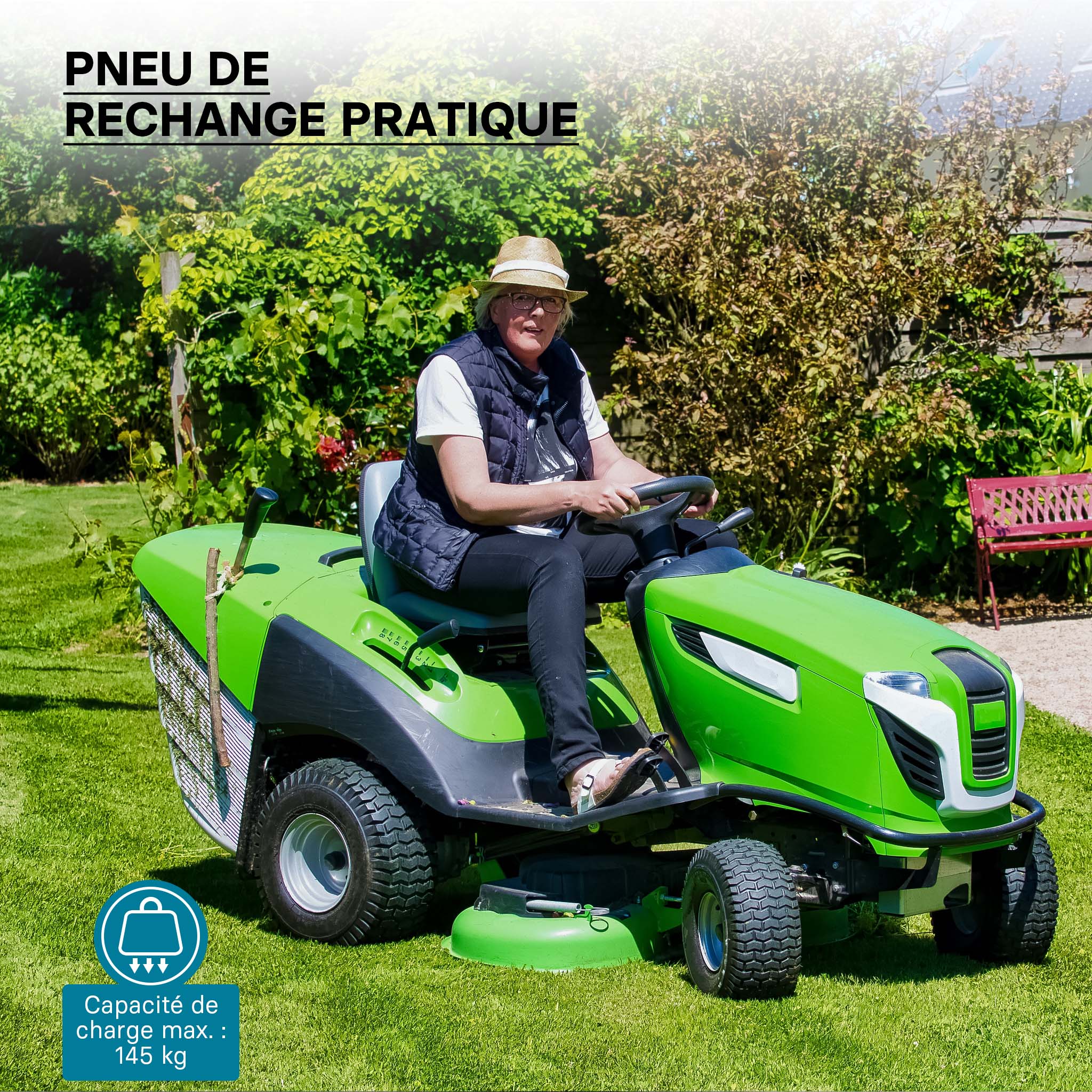 Pneu Tondeuse 13x5.00-6 Solide - Roue Pleine Polyuréthane - Capacité 227kg - Pour Tondeuse Zéro Turn