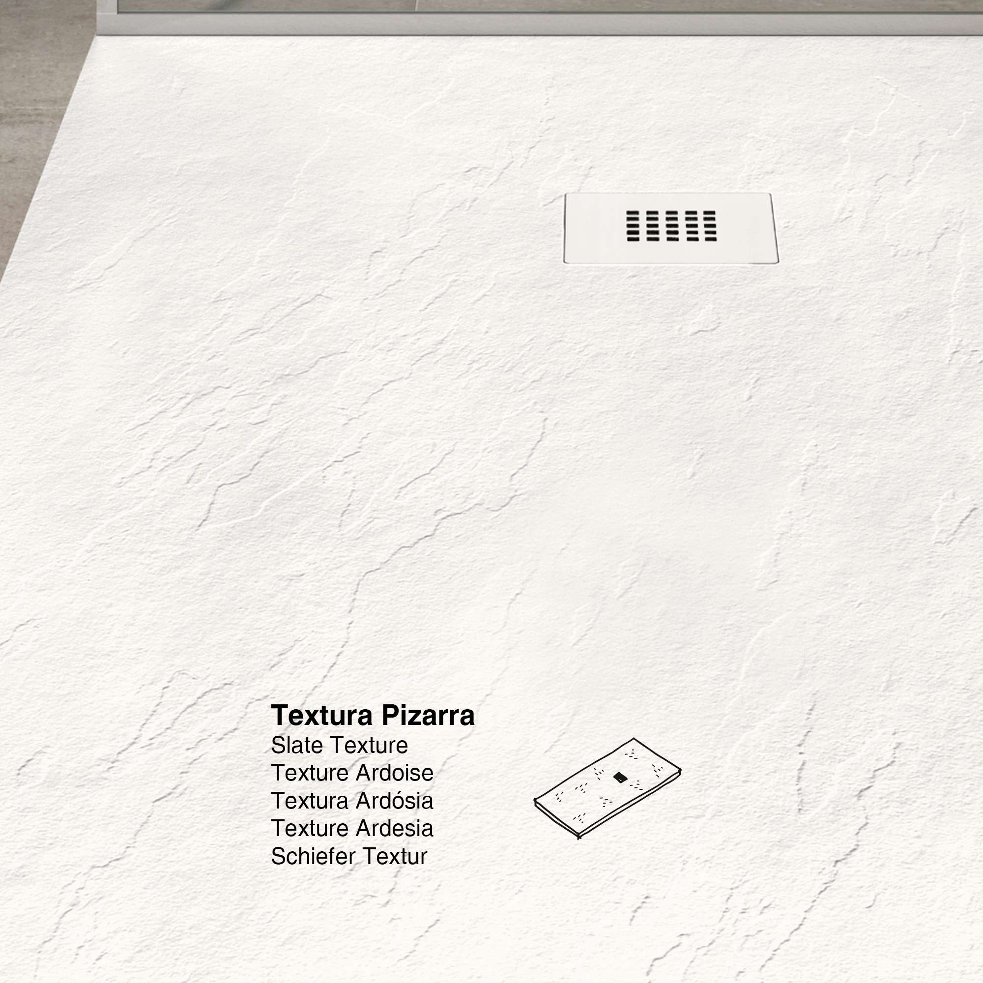 Receveur de douche Poalgi extraplat blanc Blanco L.90 x l.100 cm finition ardoise - série Hos's - 3