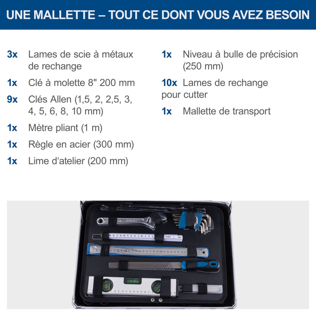 Scheppach Mallette à outils TB200 – Valise à outils – Coffret outils – Boîte à outils – Boîte de rangement - 141 pièces – En chrome vanadium - 5