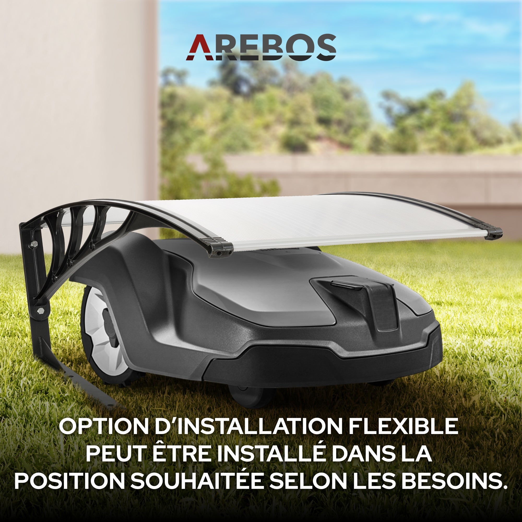 AREBOS Garage de tondeuse robot Abri pour Robot Taille 102 x 79 x 46 cm Résistant aux intempéries + protection UV - 5