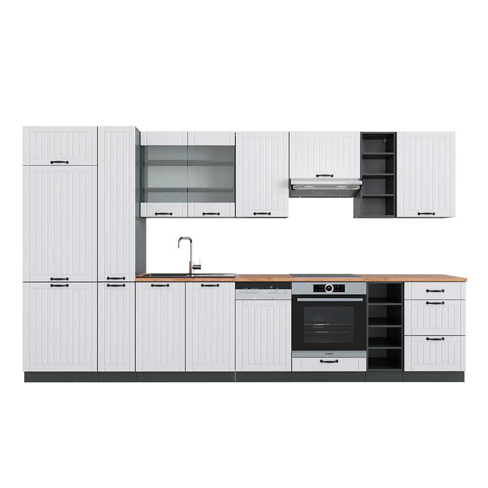Vicco Zabudowa kuchenna Fame-Line, Biały dworek/antracyt, 355 cm , BP Dąb