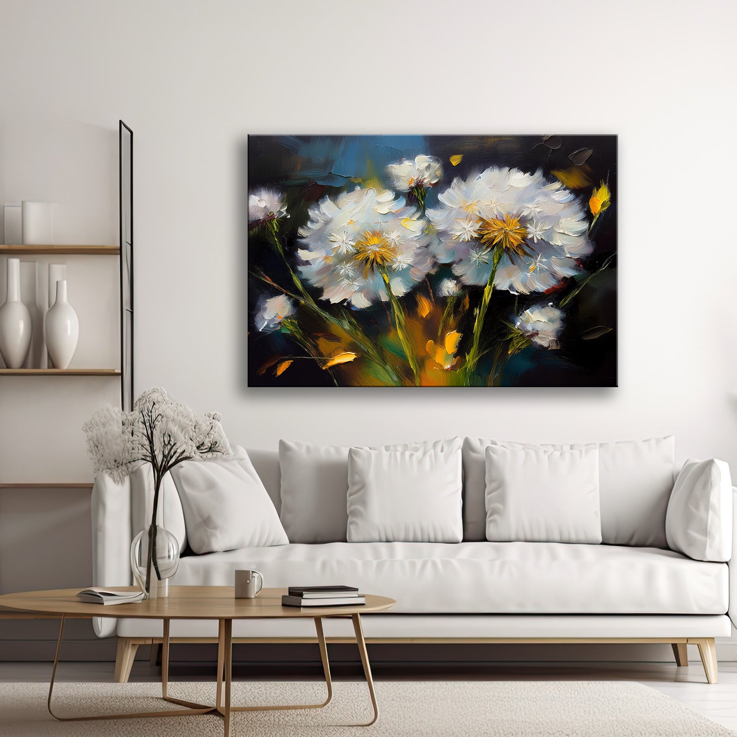 Obraz na płótnie, Dmuchawce Malowane Botanika 60x40