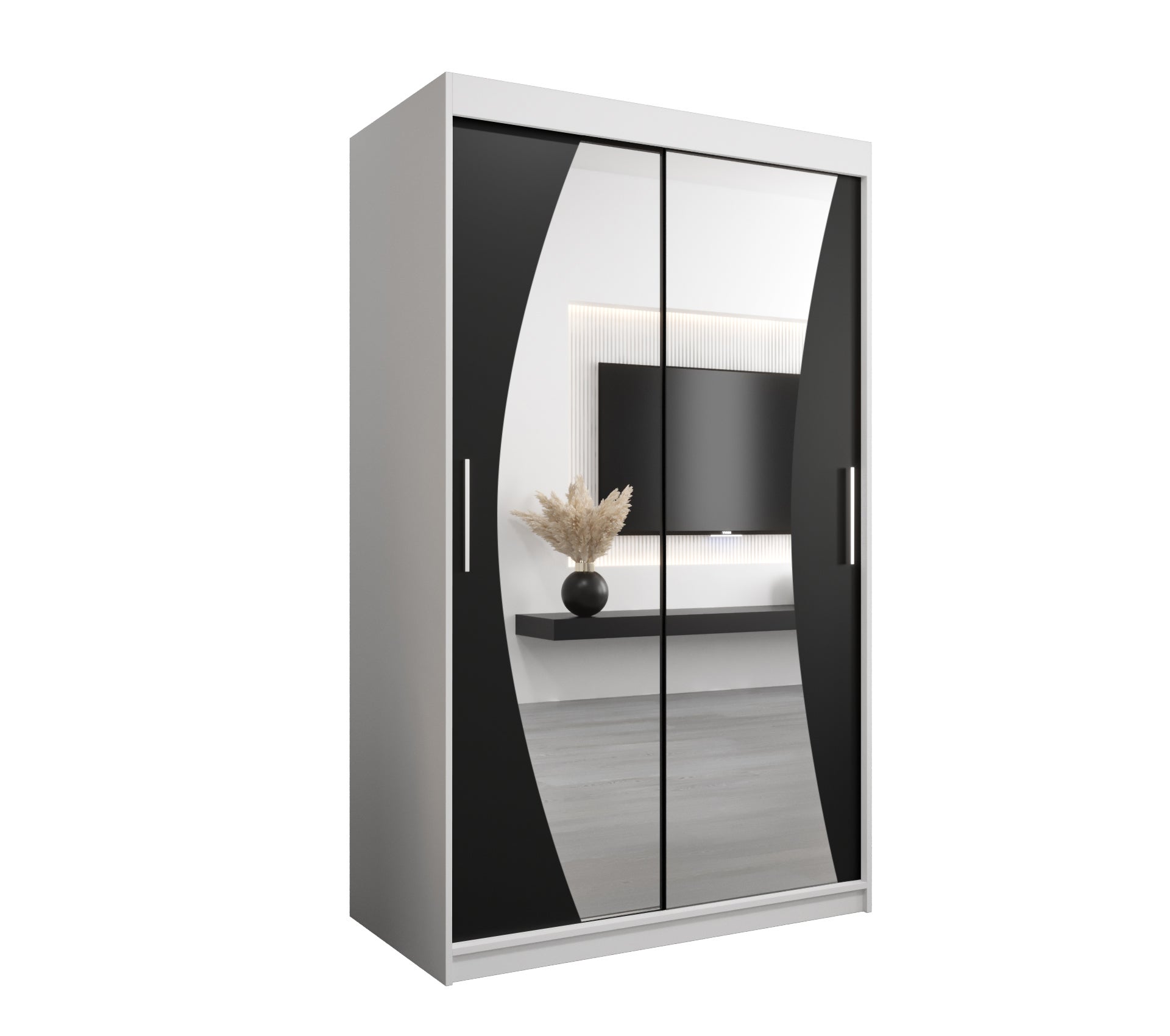 Szafa przesuwna garderoba WAVE 120 x 62 x 200 cm Biały + Czarny - Abiks Meble