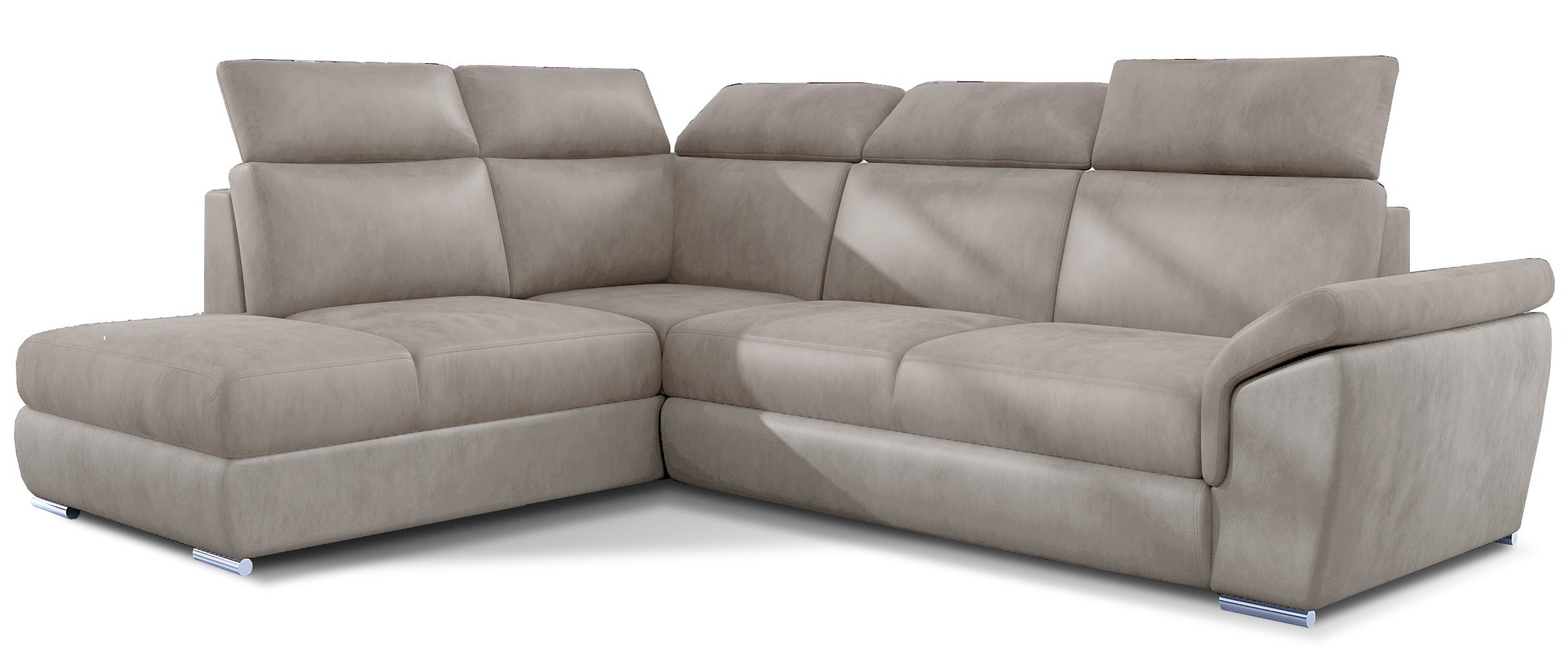 Canapé angle gauche convertible velours marron clair avec appuis-tête