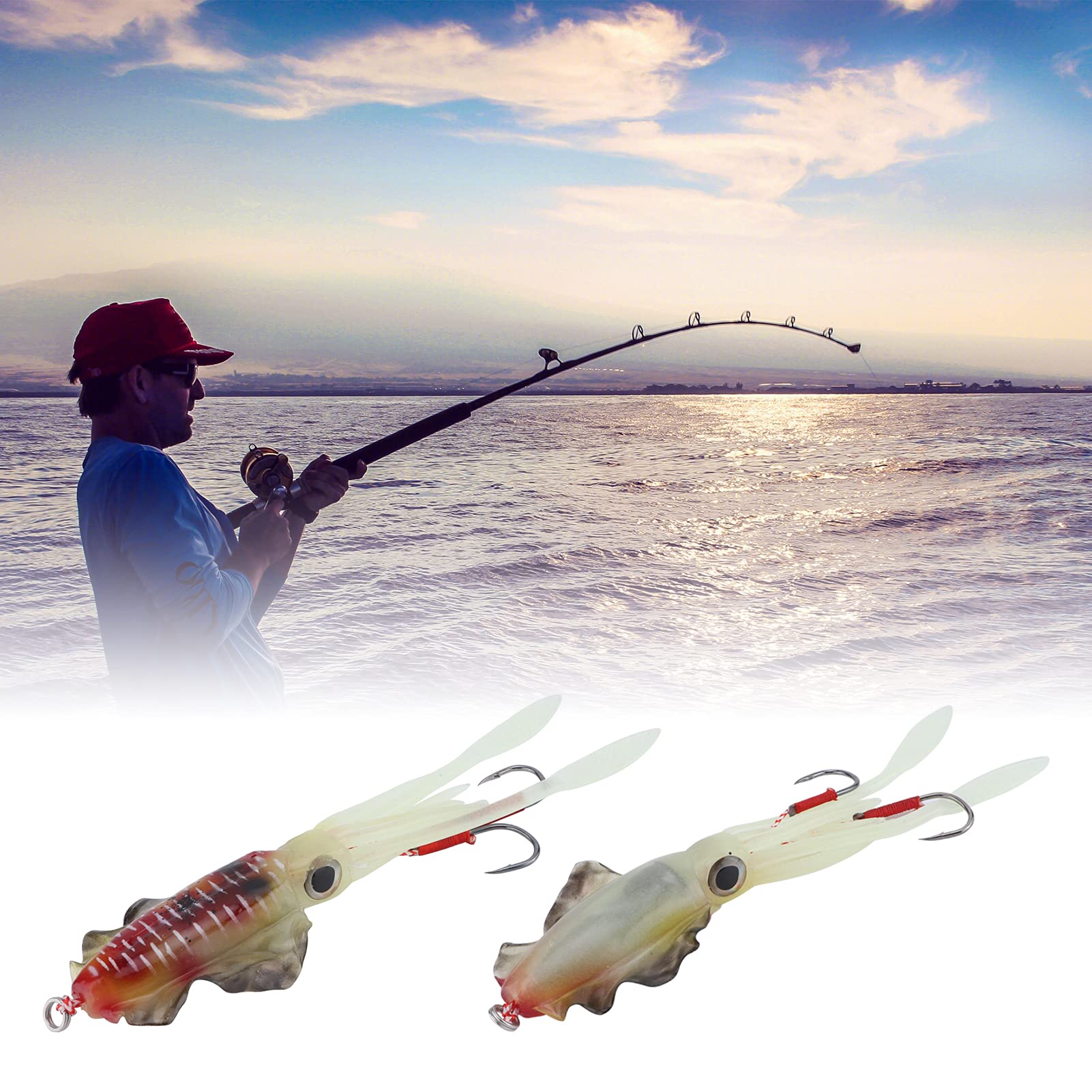 Leurre De Pêche Haute Mer Reef Hoppers 9" - Appât Calmar, Tarpon, Mérou - Lot De 2
