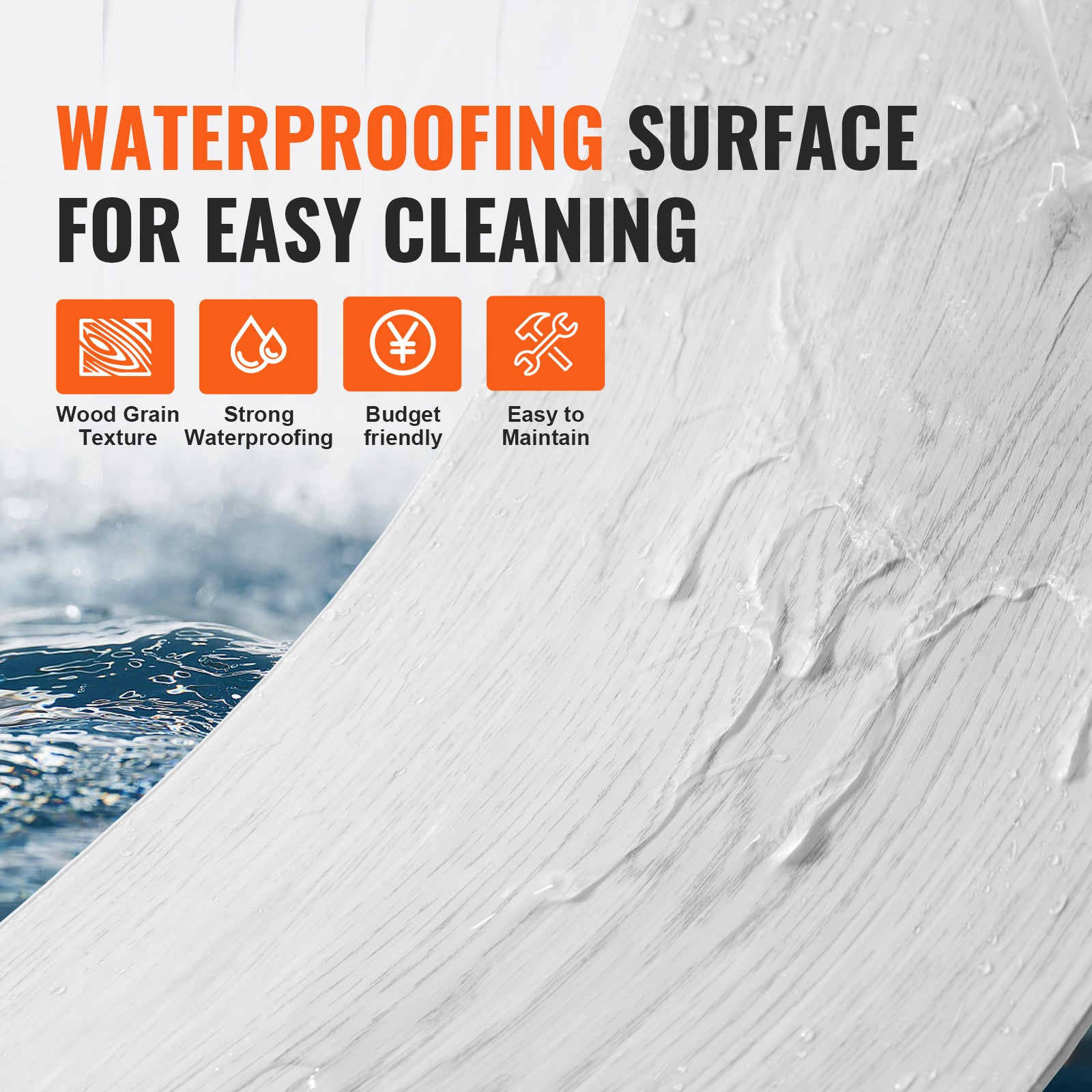 Piastrelle per Pavimenti in Vinile a Incastro VEVOR 1220 x 185 mm 10 Pezzi Spessore 5,5 mm con Venature del Legno Grigio Chiaro per Cucina,Sala da Pr - 4