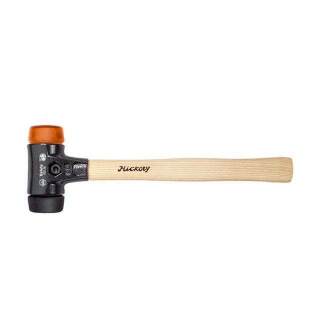Wiha Massette Safety avec embouts ronds mi-souples et durs avec manche en hickory, embout de massette rond (26611) 30 mm