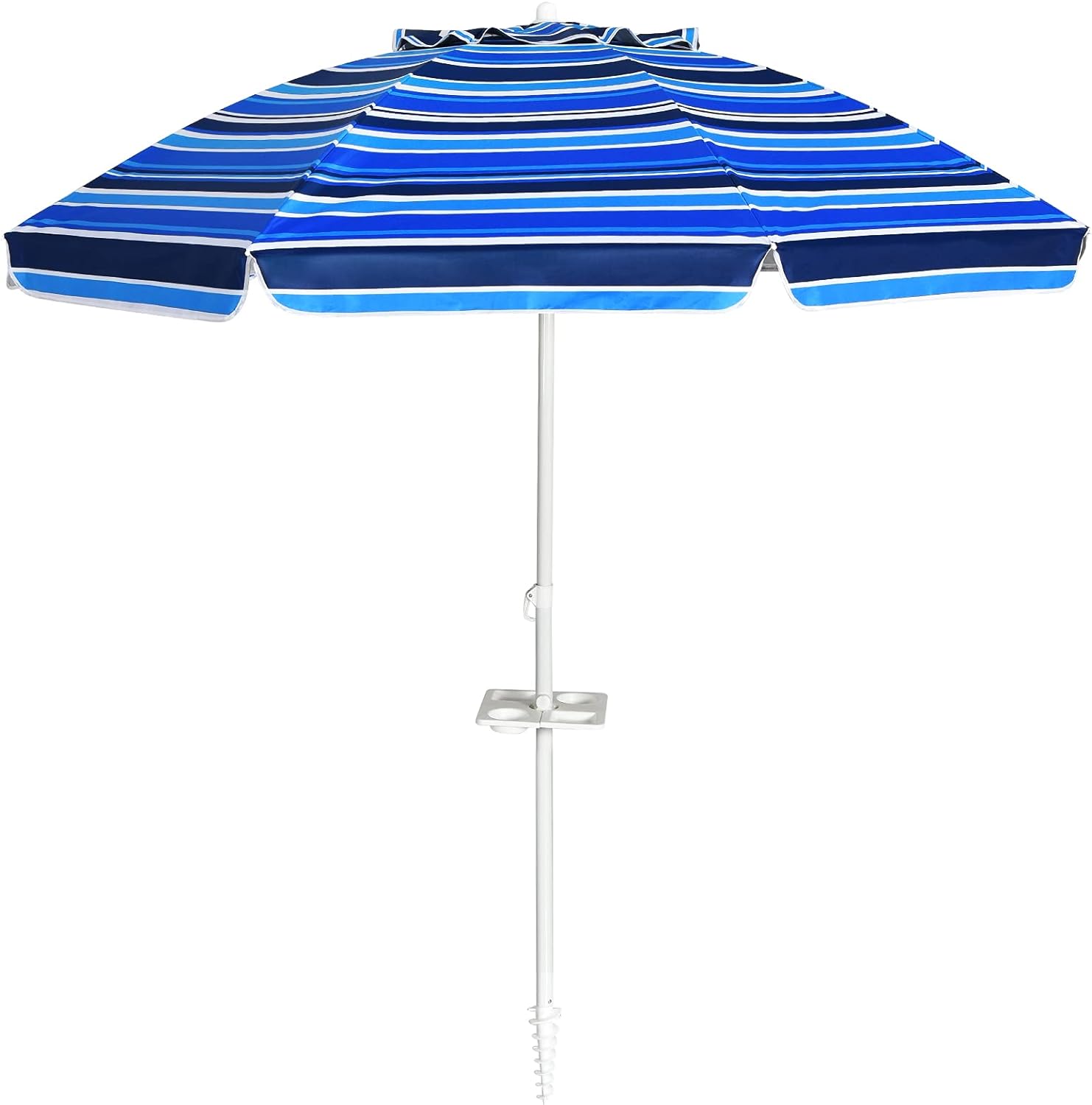220 cm Parasol przeciwsłoneczny, parasol plażowy, parasol ogrodowy, z mocowaniem do ogrodu, do użytku na zewnątrz (Ø 220 x 220 cm, granatowy)