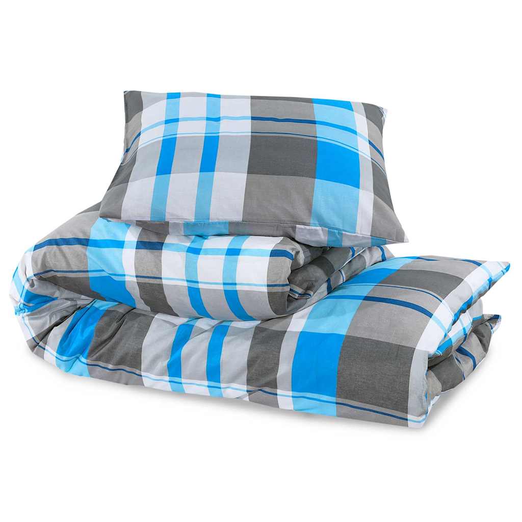 vidaXL Ensemble de housse de couette Bleu et gris 260x240 cm Coton - 6