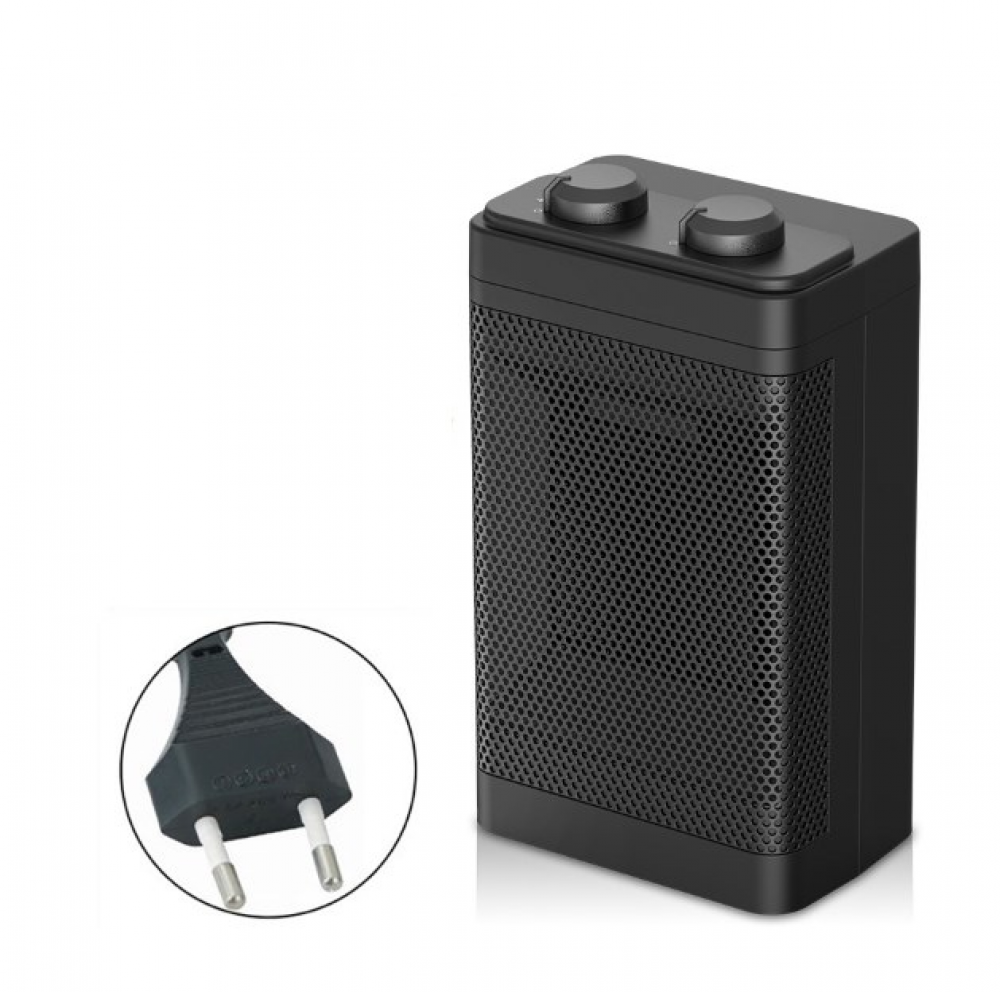 Grzałka 1500 W, grzałka ceramiczna PTC, regulowany termostat, dwa ustawienia grzania, oscylacja 70°, energooszczędna, czarna