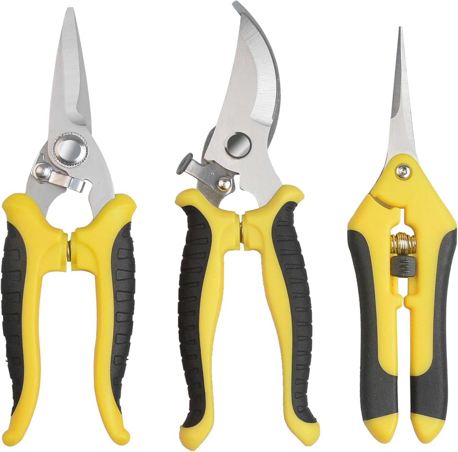 Kit De 3 Sécateurs Jardin Wixovo - Acier Inoxydable, Pour Tailler Fleurs, Rosiers Et Branches