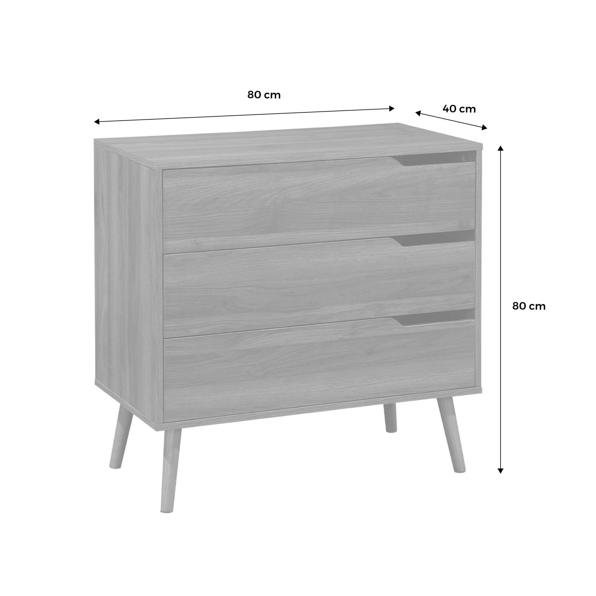 Commode décor bois de noyer. 3 tiroirs. pieds en pin massif NEPAL - 6