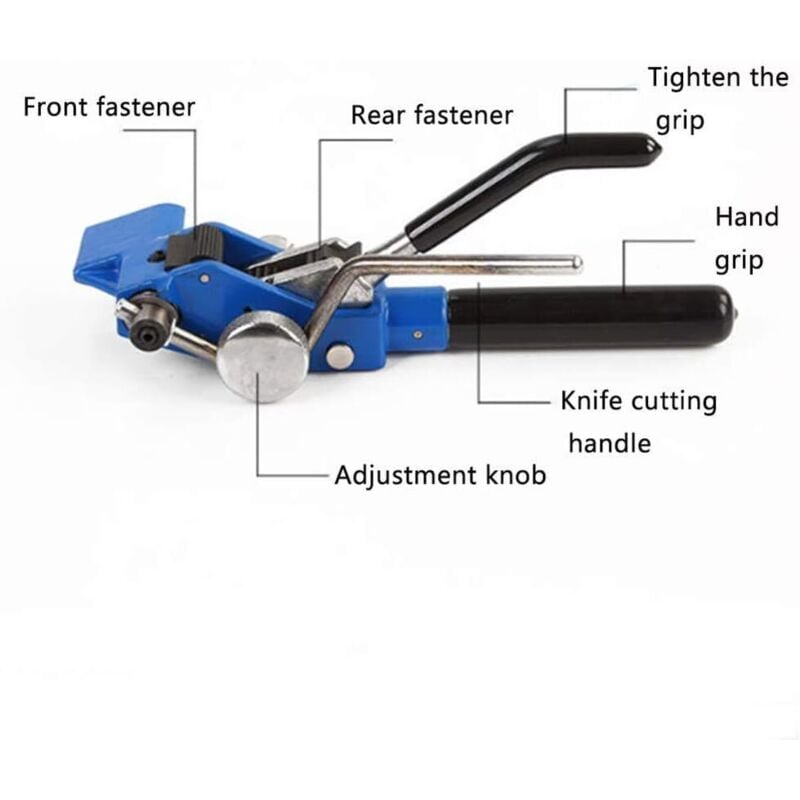 Tendeur de feuillard, Outil pour tendeur en acier inoxydable, Attaches de câble Fixation de coupe de tension, Outil de mise en bande guidé à la main - 6