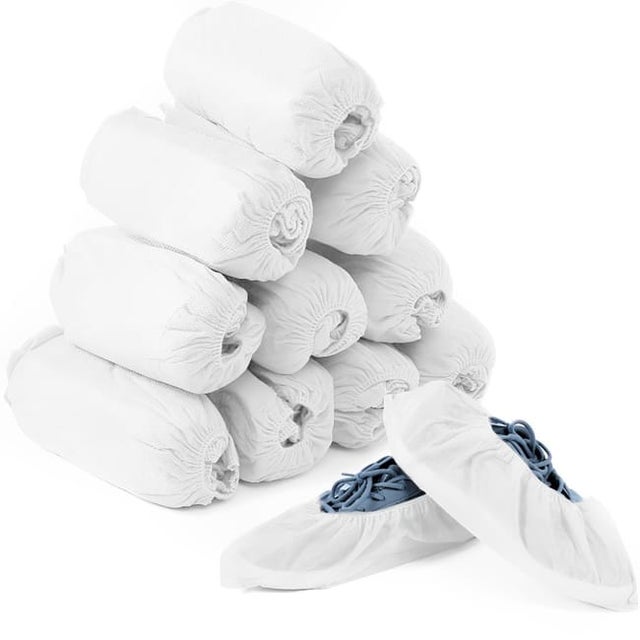 Couvre-chaussures jetables (paquet de 100), imperméables, en tissu non tissé, pour le nettoyage des tapis et la protection des sols.