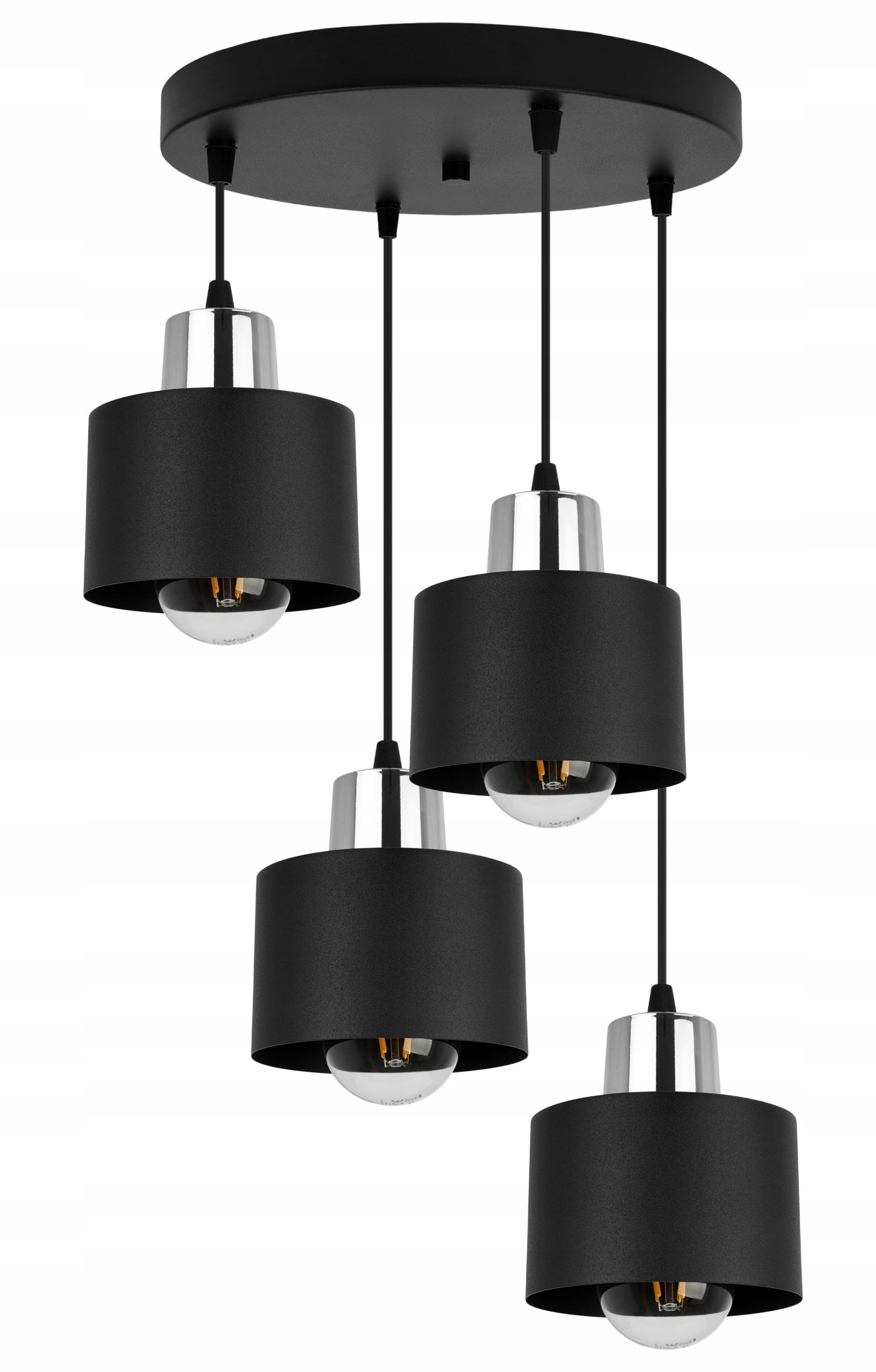 Lampa sufitowa wisząca Panta boho 4xE27 abażur owalny czarny/srebrny Light Home LH