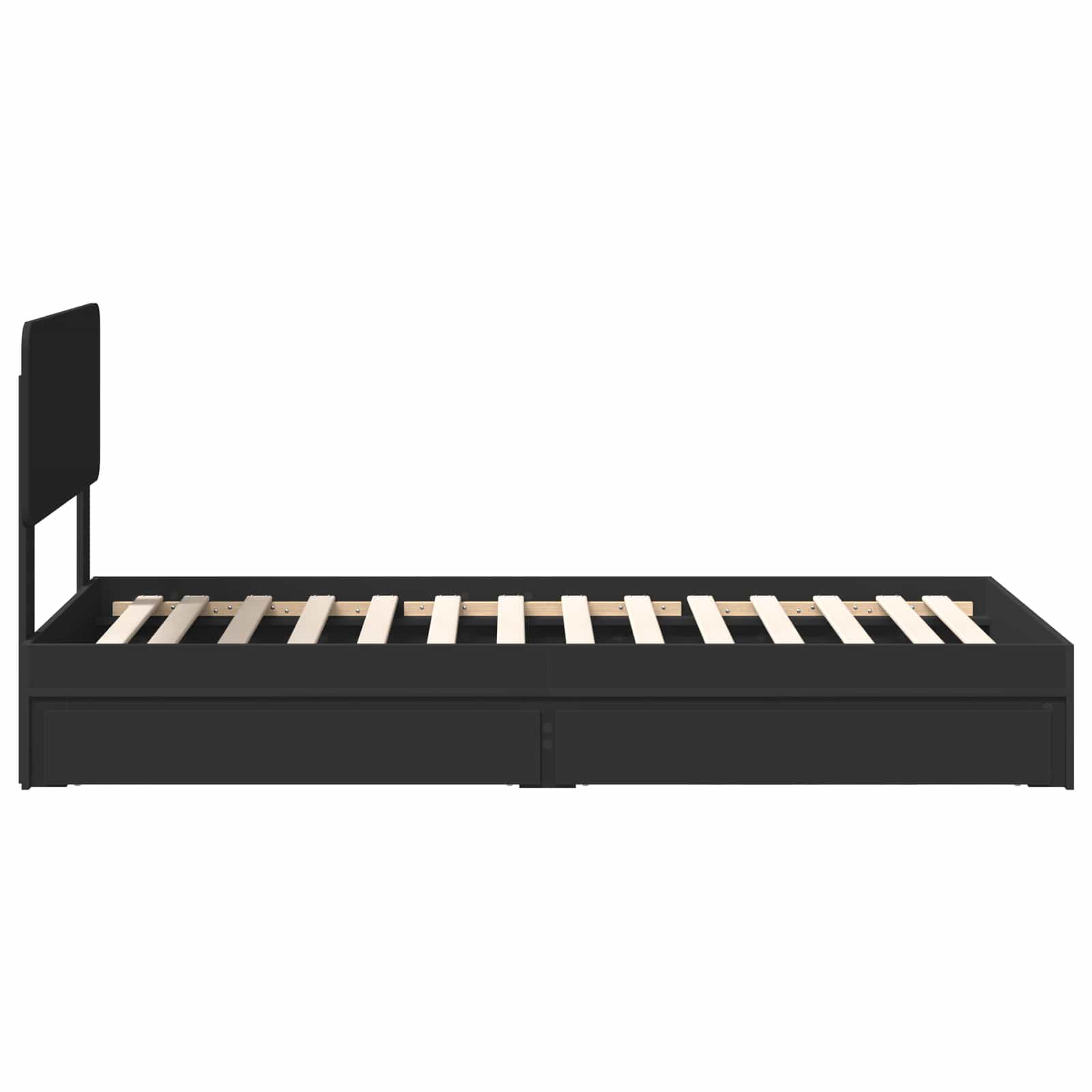 Lit de rangement avec tiroir noir 75 x 190 cm panneau de bois - 9