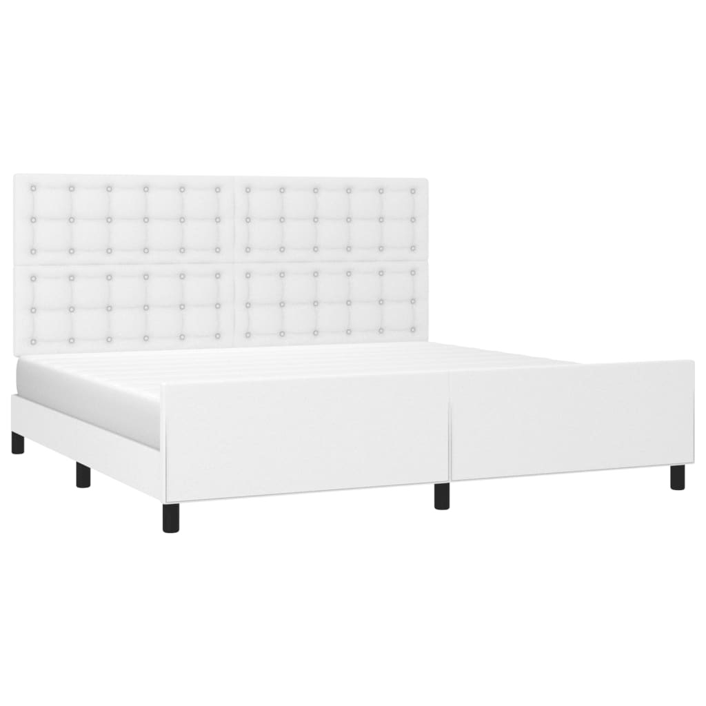 Maison Exclusive - Estrutura cama c/ cabeceira couro artificial 200x200 cm branco - 3