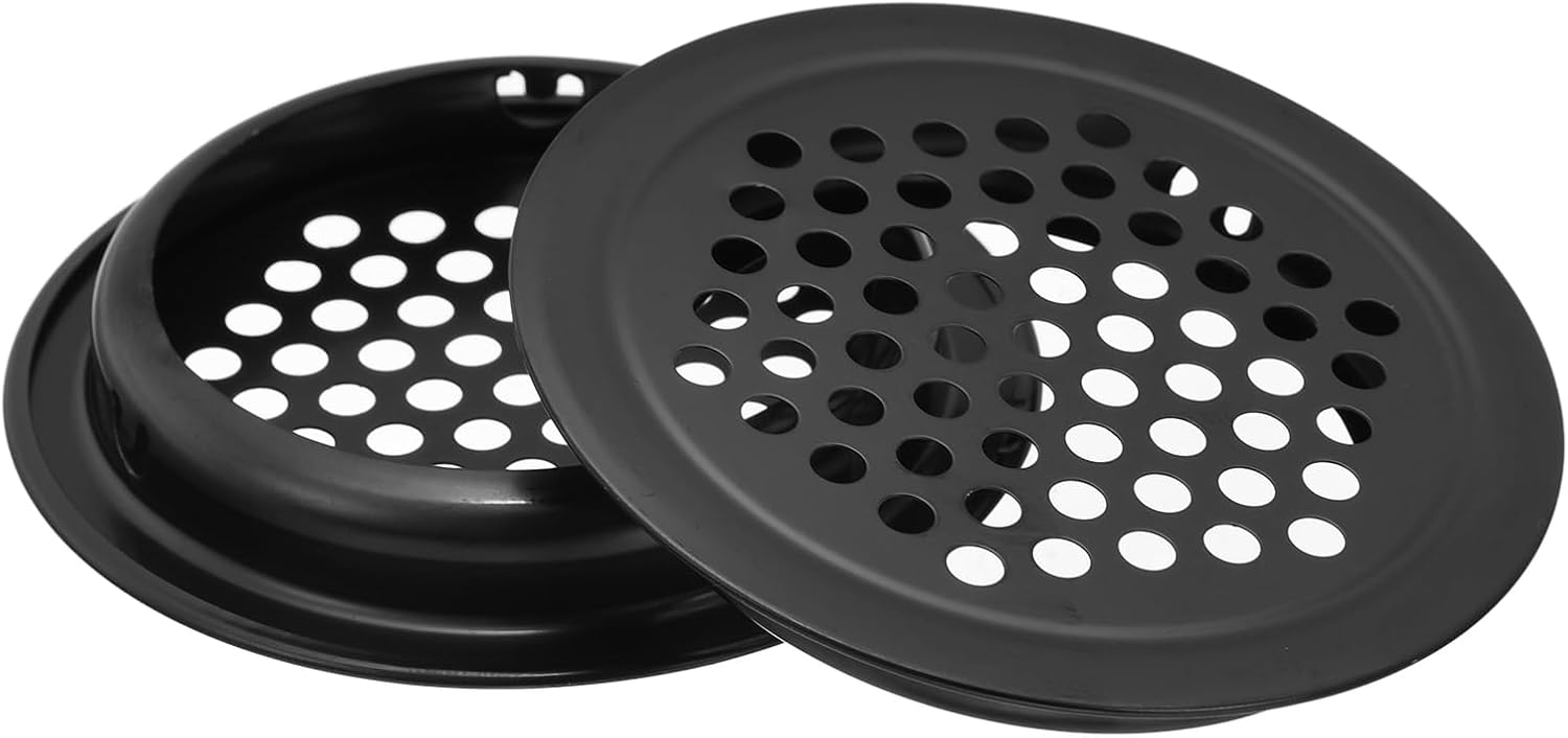 Kratka wentylacyjna dachowa, okrągła, 53 mm, ze stali nierdzewnej, czarna, odpowiednia do kuchni, szaf, garderobów, opakowanie 20 sztuk.