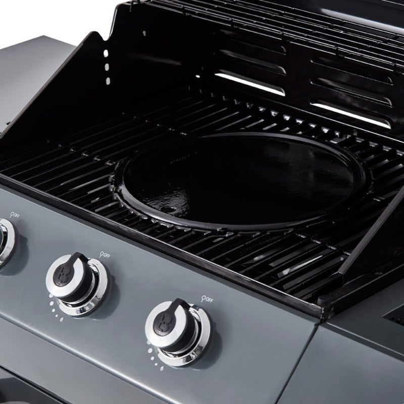 Barbecue Emma Gun Metal 3 Feux + 1 Side - BRASERO - FlexiGrill - Surface de cuisson 57 x 41,5 cm - 2 Tablettes - 4