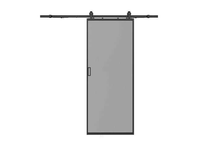 Porte coulissante avec système en applique - aluminium et verre trempé fumé - H205 x L63 cm - LINCI II