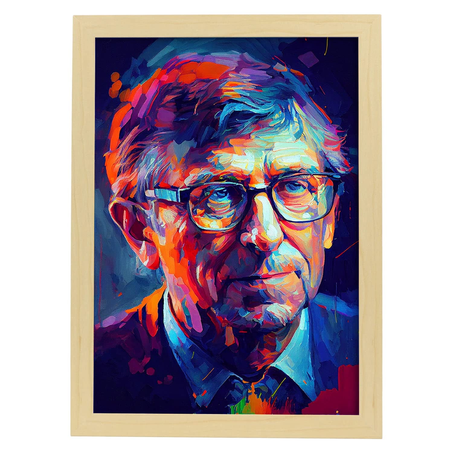 Nacnic poster de bill gates en estilo retrato a todo color ilustraciones y caricaturas de personajes históricos famosos diseño y a3 marcos madera