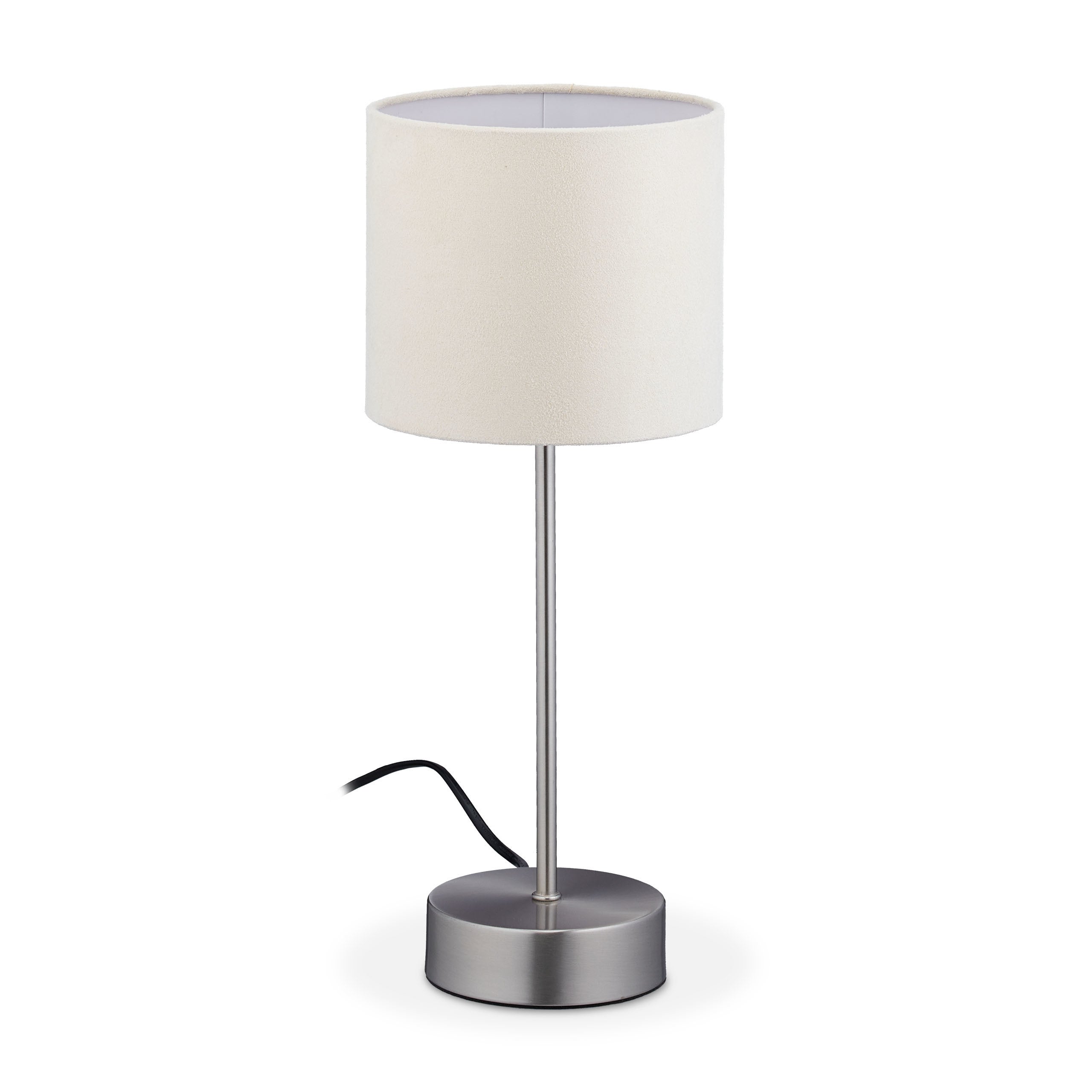 Relaxdays Lampada Da Comodino Touch Regolabile, Moderna, 3 Livelli Di Luce, Base Argento E Paralume In Tessuto, H 28 Cm - Perfetta Per Camera Da Letto - 4