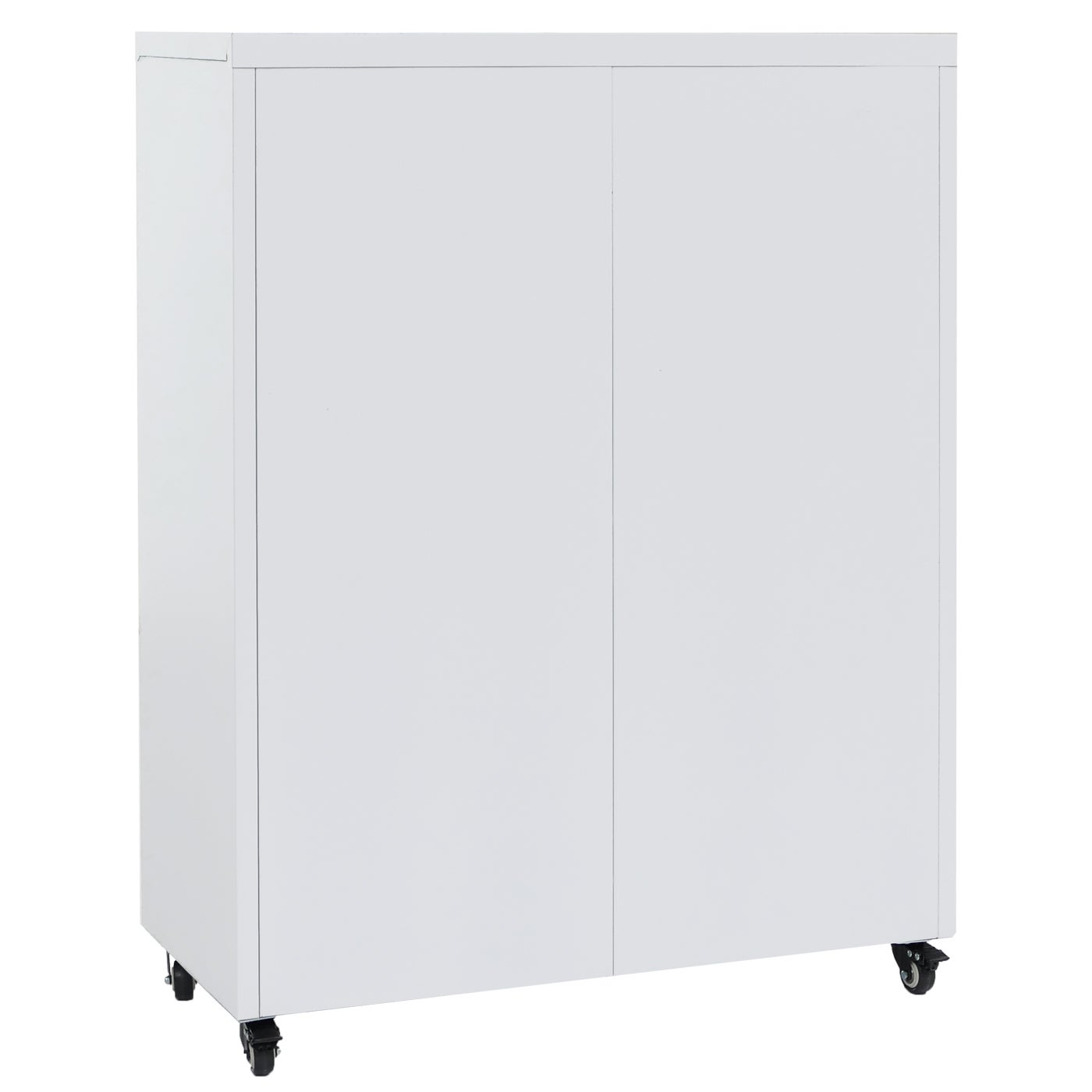 Szafka na dokumenty HWC-O89, szafka biurowa ze stali, drzwi na rolkach, szuflady zamykane na klucz, metalowa 116 x 90 x 40 cm ~ biała - 8