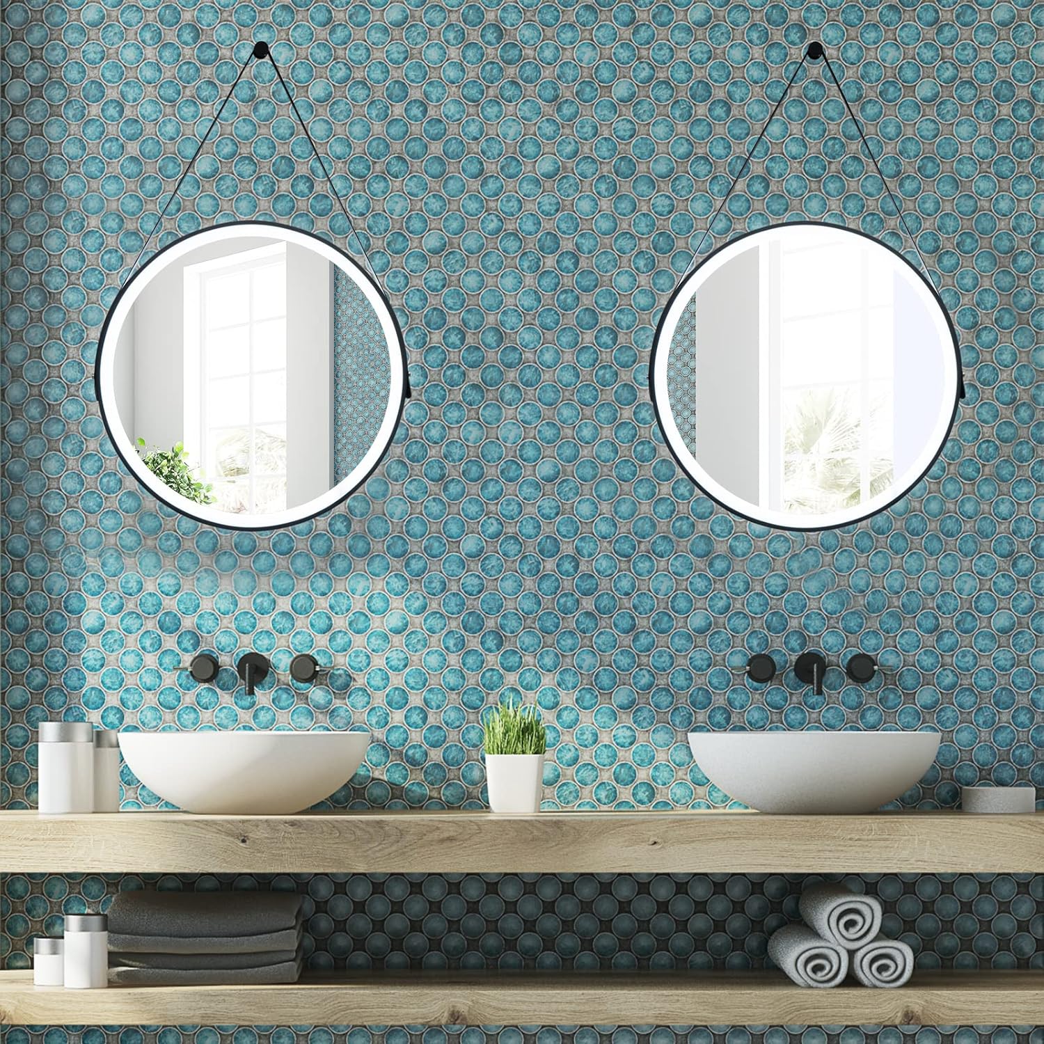 Specchio LED Da Bagno 60cm COSTWAY - Antiappannamento, 3 Luci Regolabili, Con Memoria - Foto 9